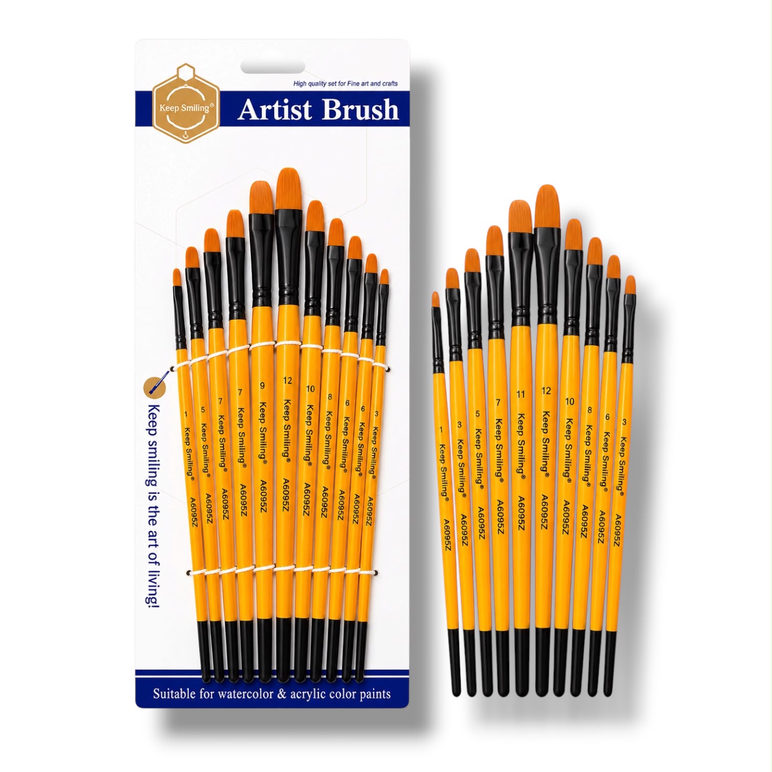 Keep Smiling Artist Curved Shapes Brush Fine Quality 10 Pcs Set