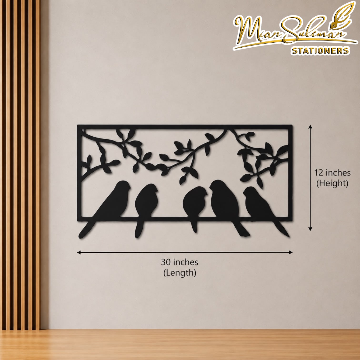 Birds On Branches Silhouette Decorative Wall Art 3MM