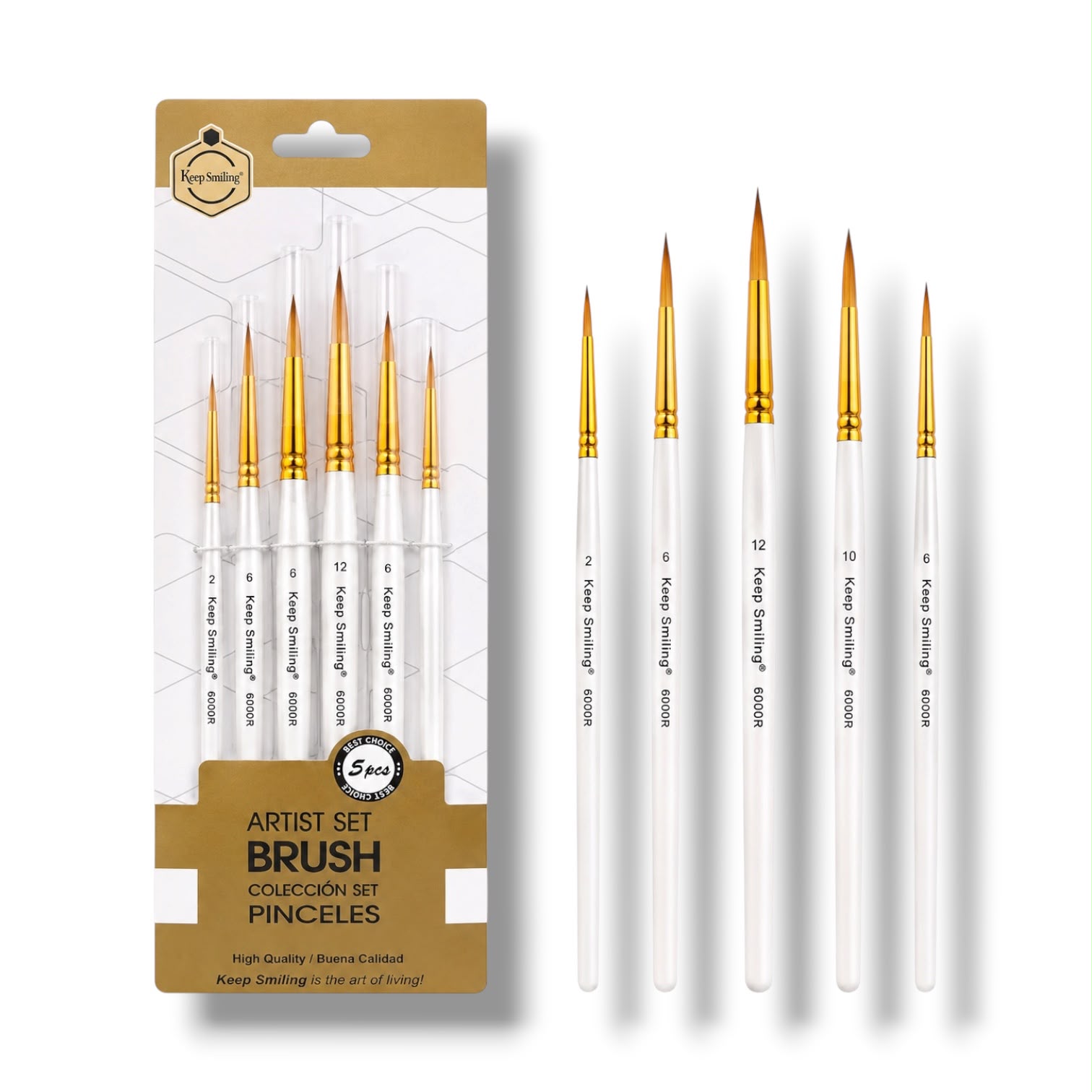 Keep Smiling Artist Brush Best For Oil,Water,Acrylic Colour 5 Pcs Set