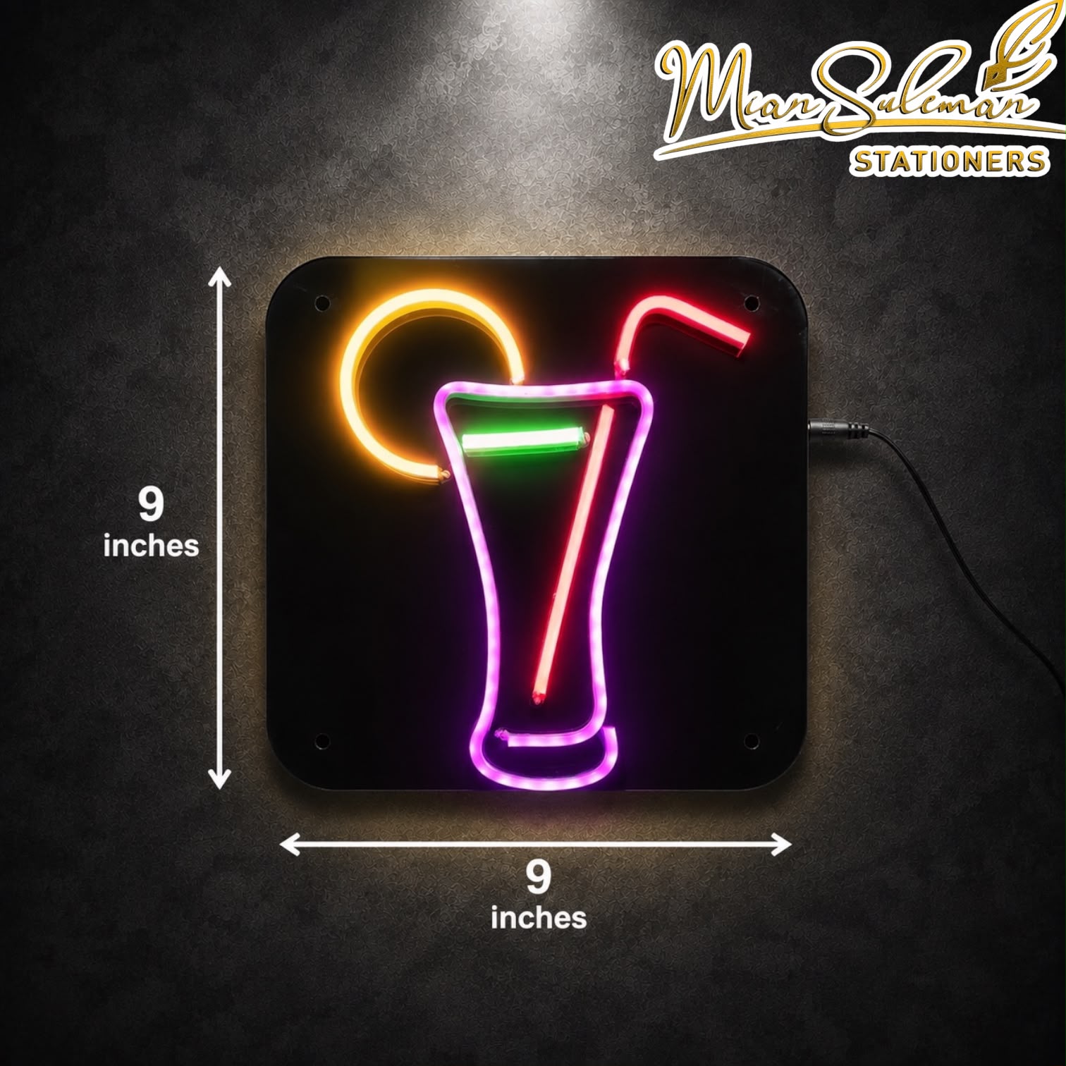 LED Neon Board Cocktail Sign 9x9 Inches