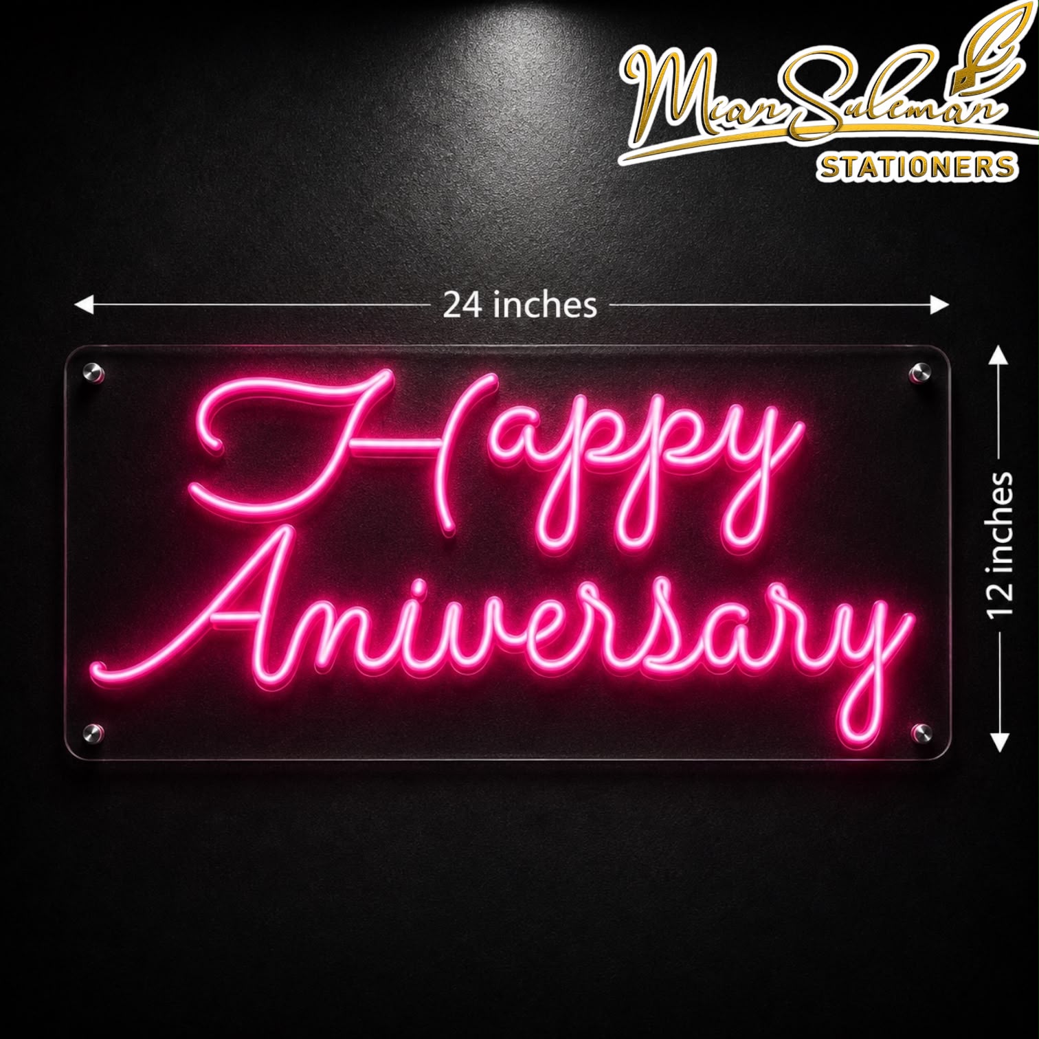 LED Neon Board Happy Anniversary Sign 12x24 Inches