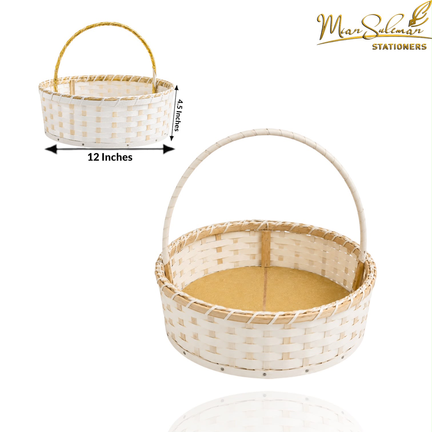 Woven Plastic Round Gift Basket With Handle