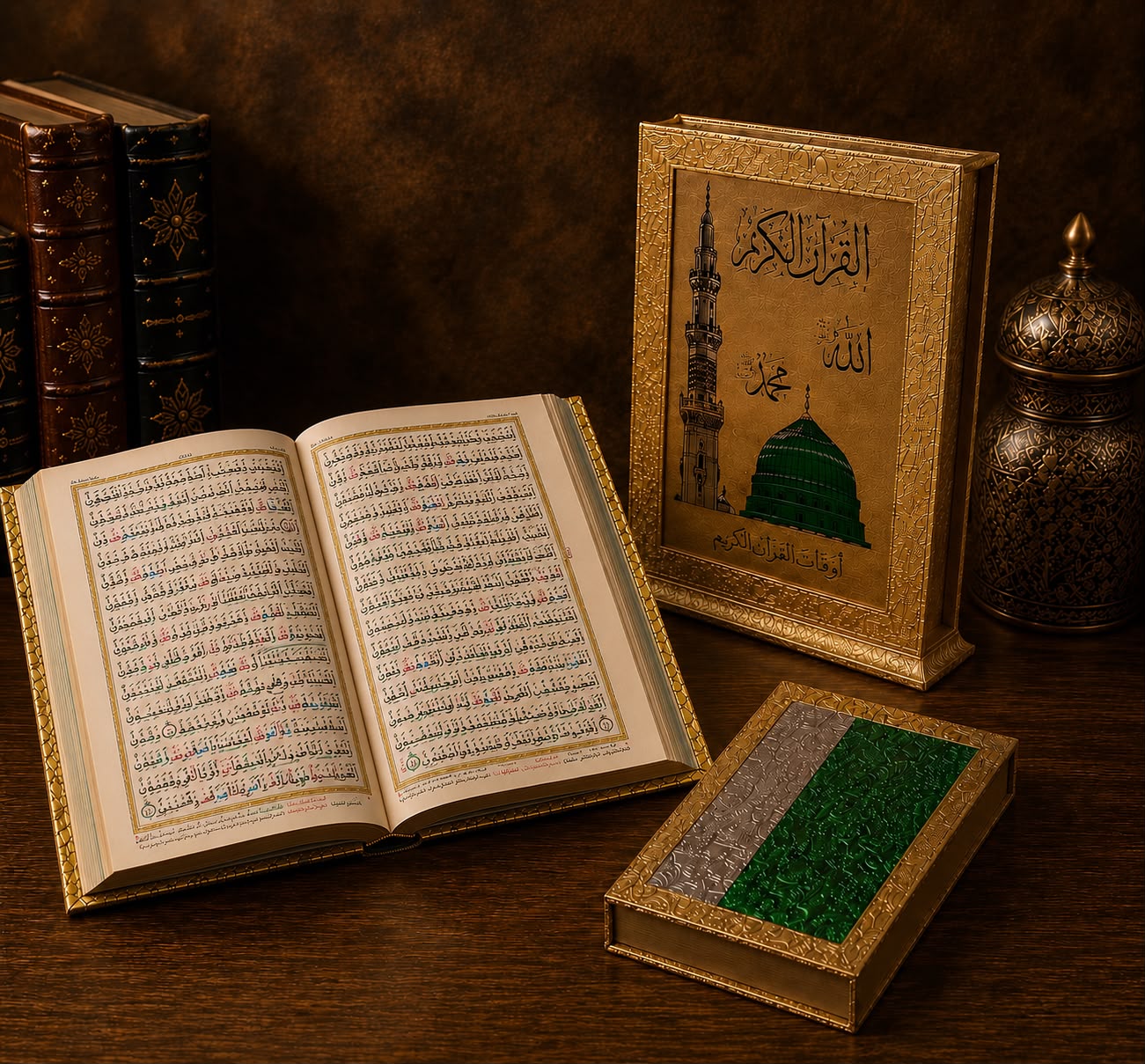 Holy Quran Art Paper & Tajweedi Gift Set With Fragrance #A-23G-KM