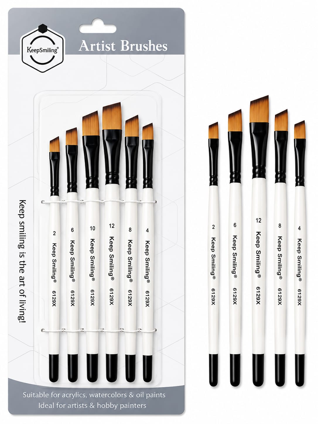 Keep Smiling Artist Angular Shapes Brush 6 Pcs Set