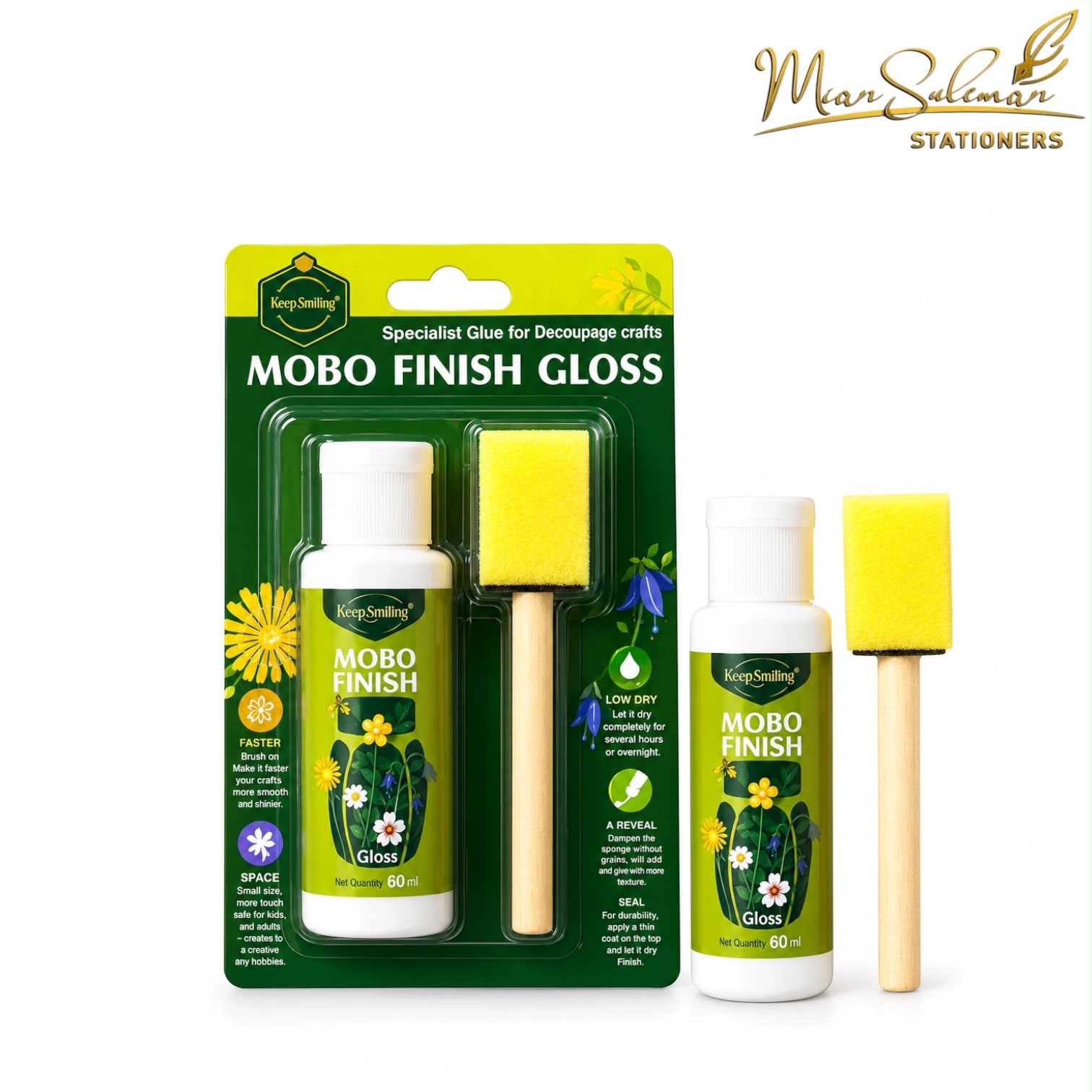 Keep Smiling Mobo Finish Glue with Sponge Brush