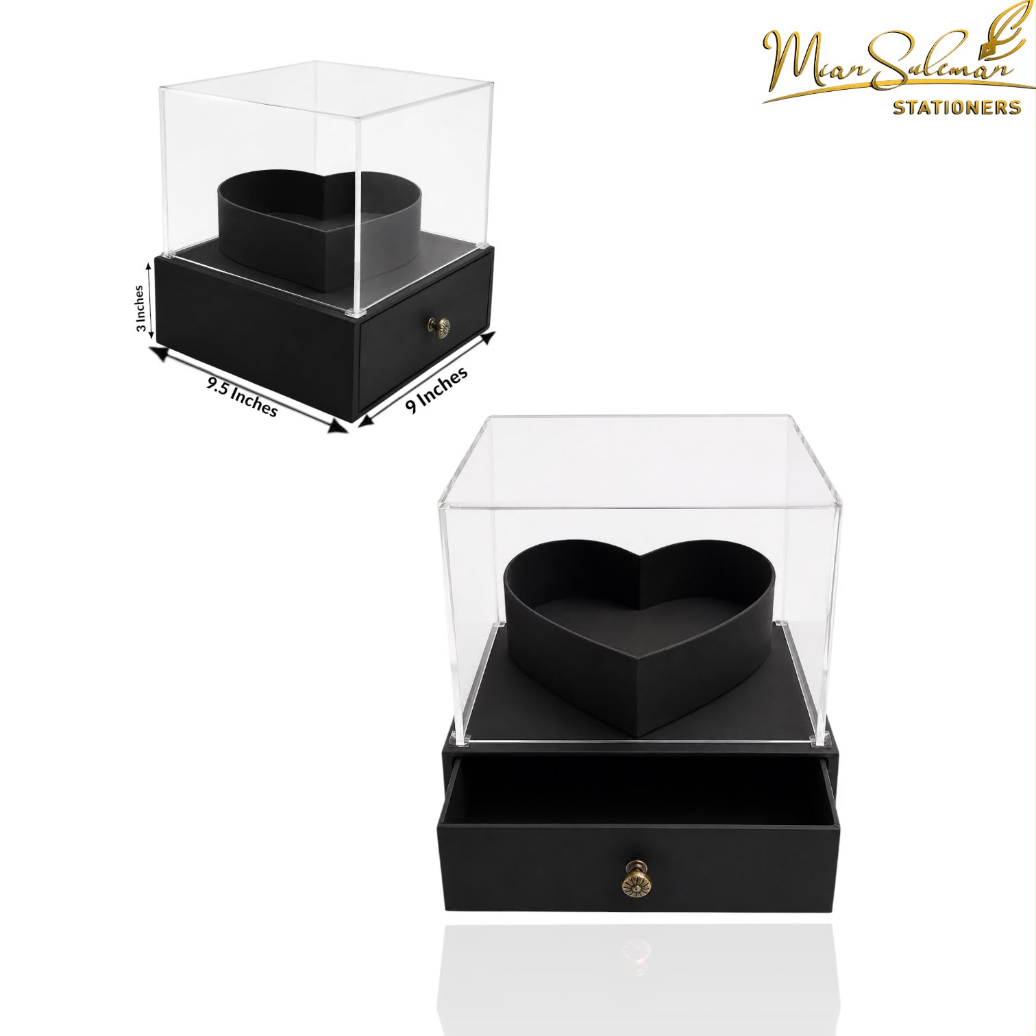 Luxury Heart Acrylic Gift Box With Drawer
