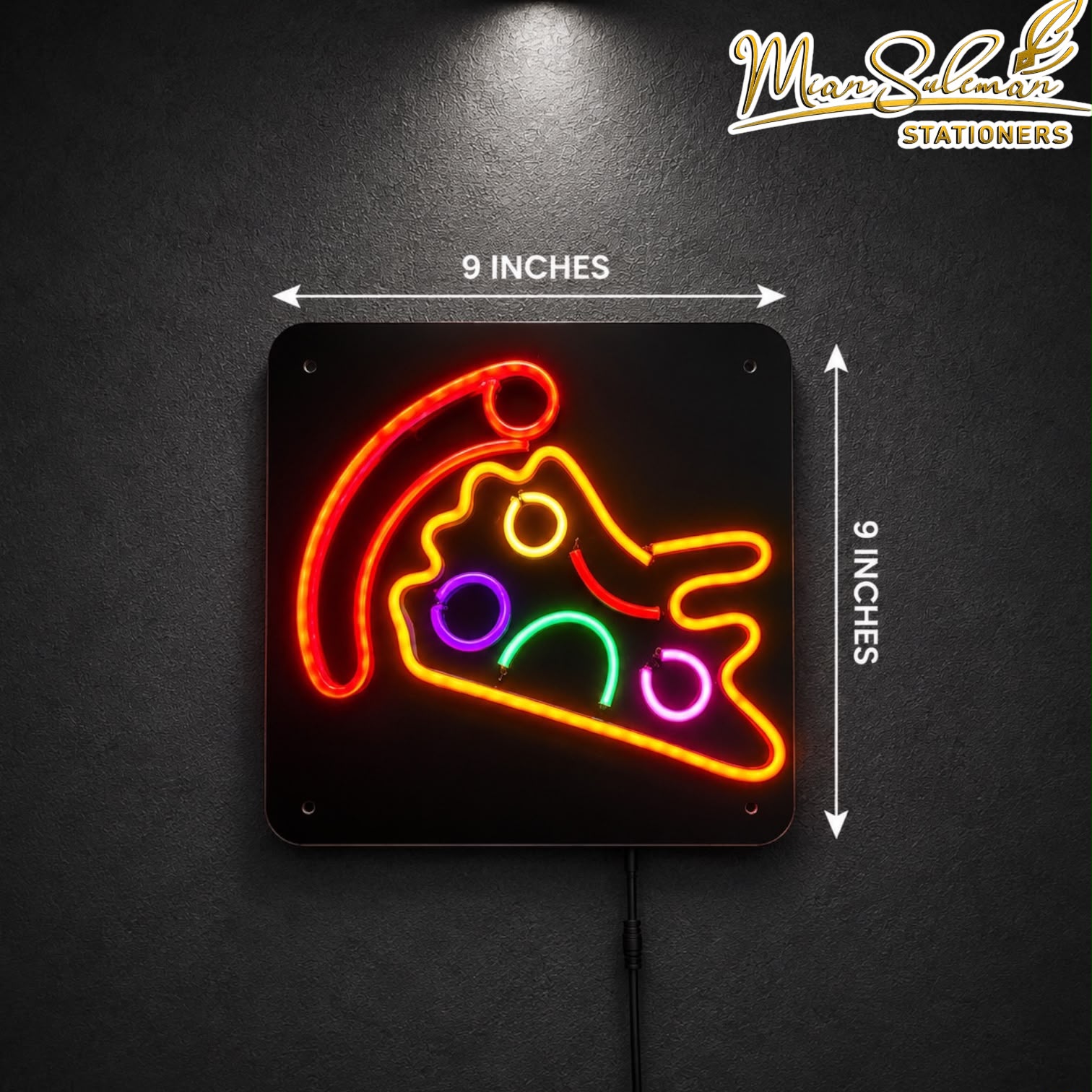 LED Neon Board Pizza Sign 9x9 Inches