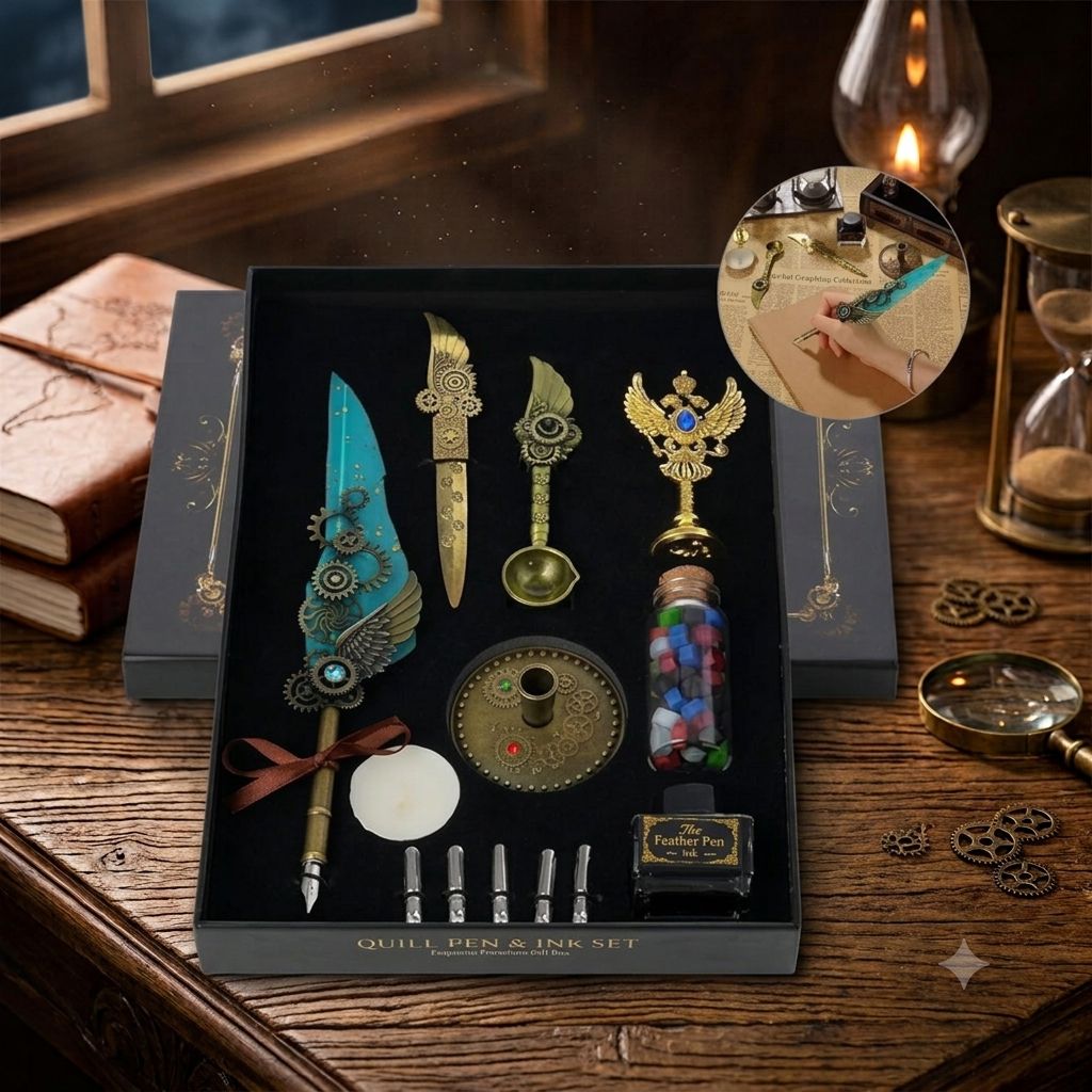 Retro Imperial Eagle Wax Seal & Calligraphy Gift Box