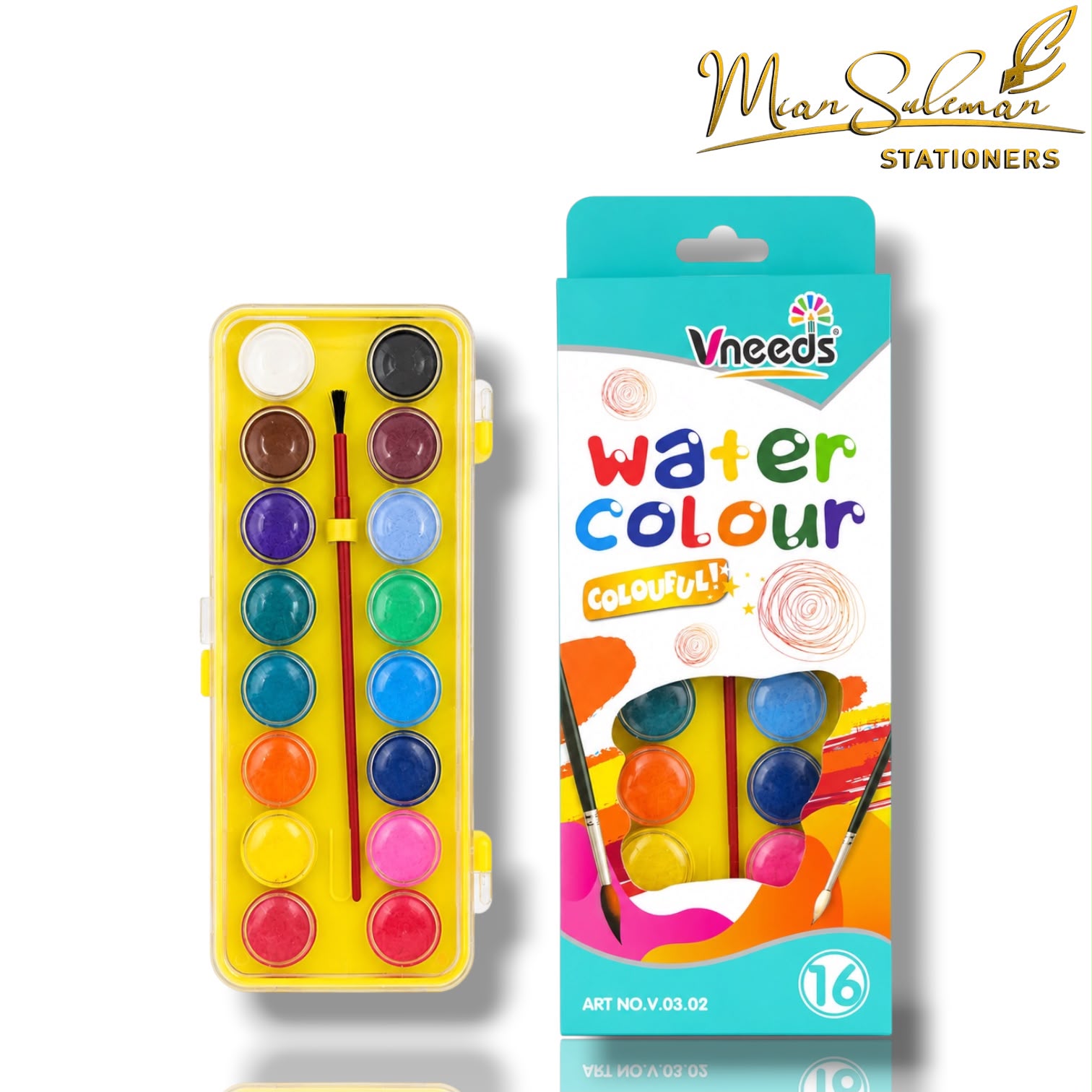 Vneeds Water Color Set With Brush Pack Of 12 Pcs