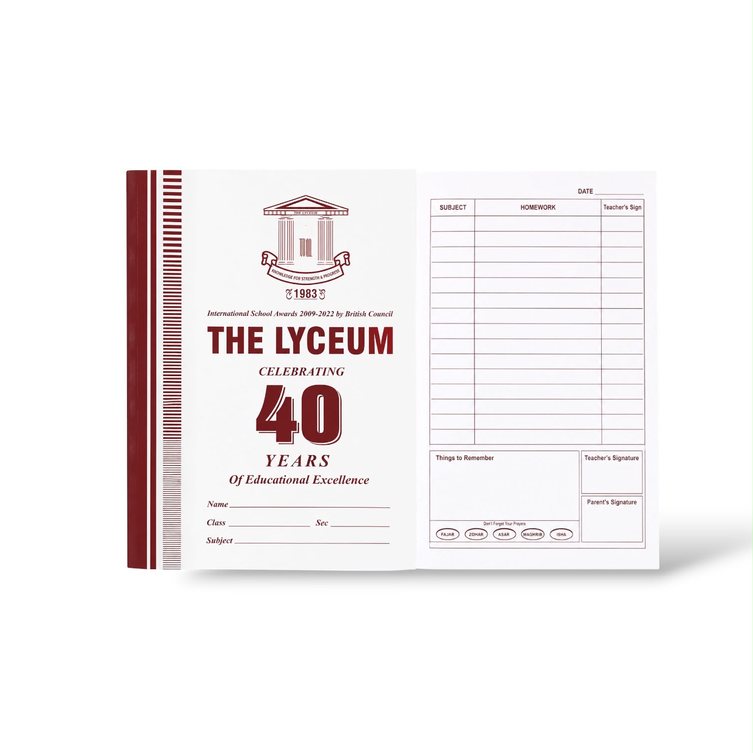 THE LYCEUM Homework Diary
