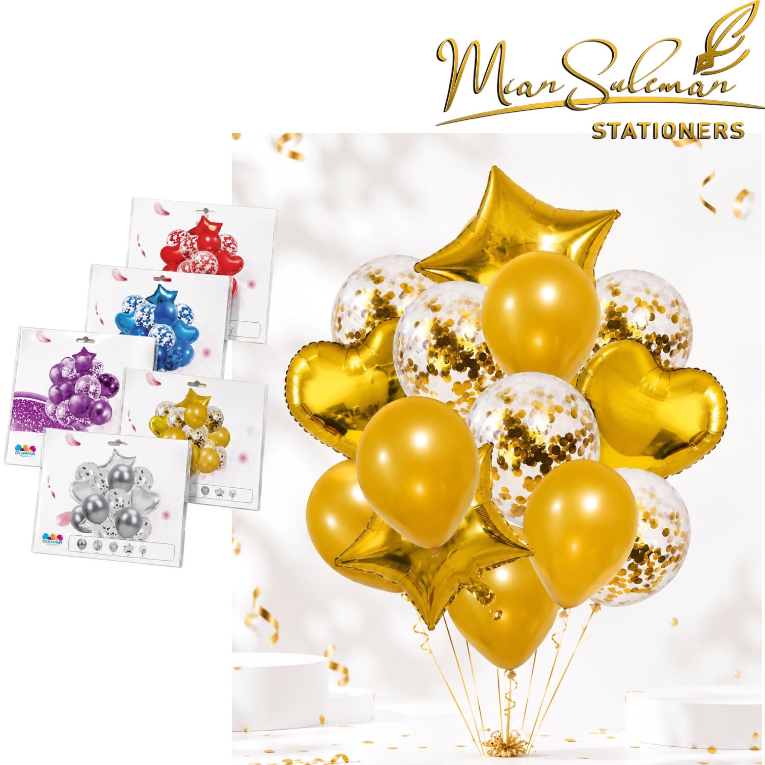 Multi Confetti Balloons 14Pcs Set