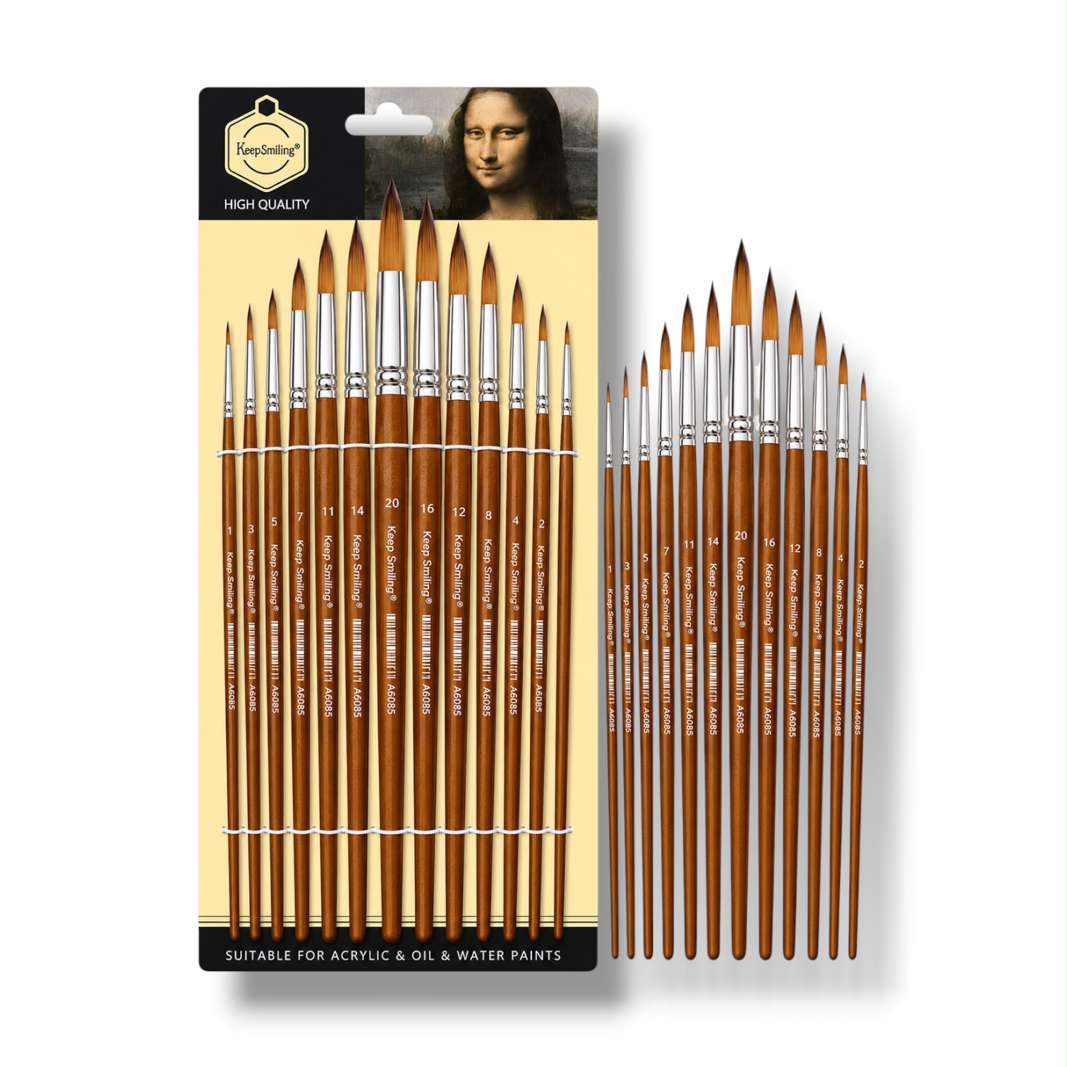Keep Smiling Artist Round Tip Brush 13 Pcs Set