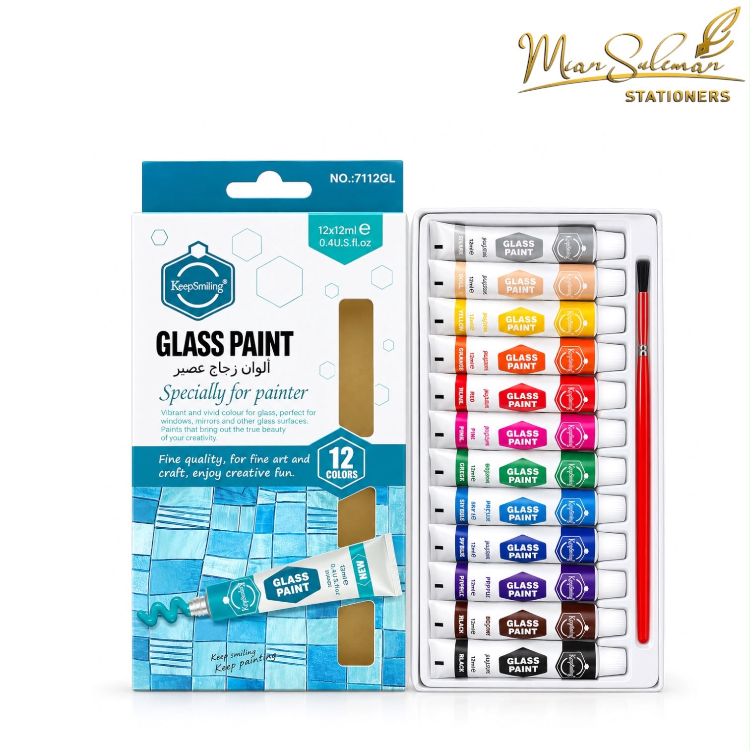 Keep Smiling Glass Paint Fine Quality 12 Colour 12ml