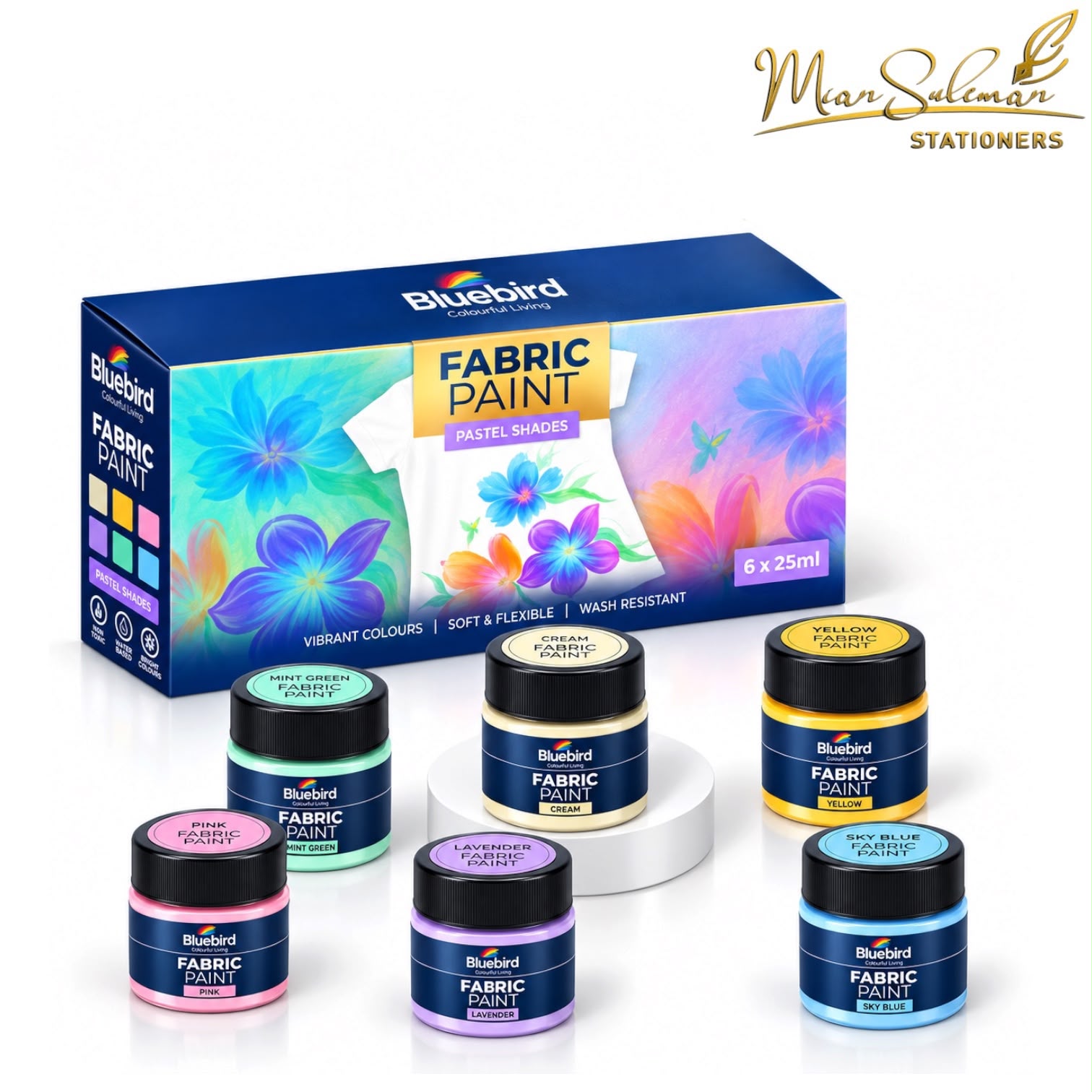 Bluebird Fabric Paints Pastel Shades 25ml Set Of 6 Pcs