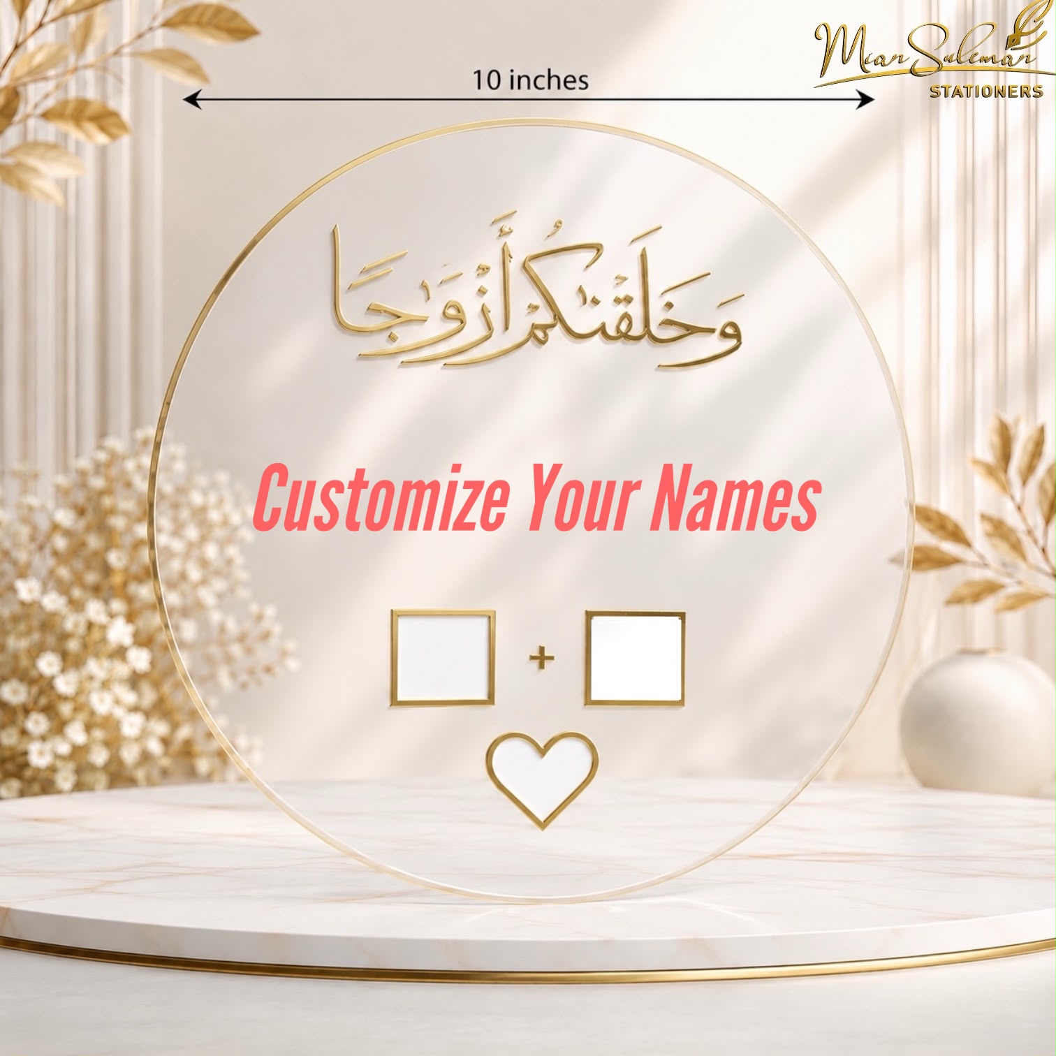 Customized Acrylic Nikkah Board For Fingerprint Plate Circle Shape
