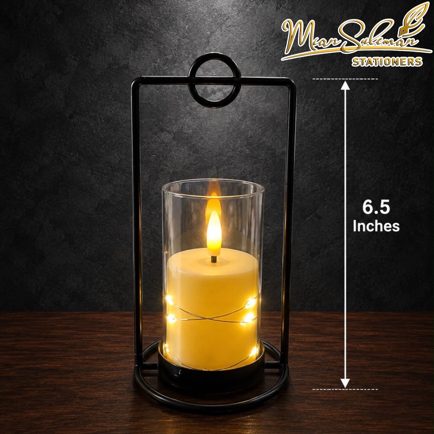 LED Decorative Glass Candle Lamp 6.5 Inches