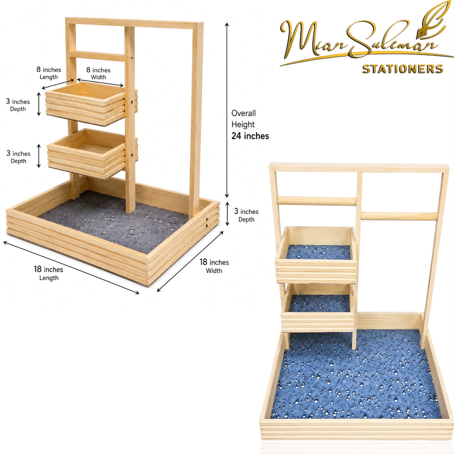 Wooden Multi Compartment Storage Organizer Basket