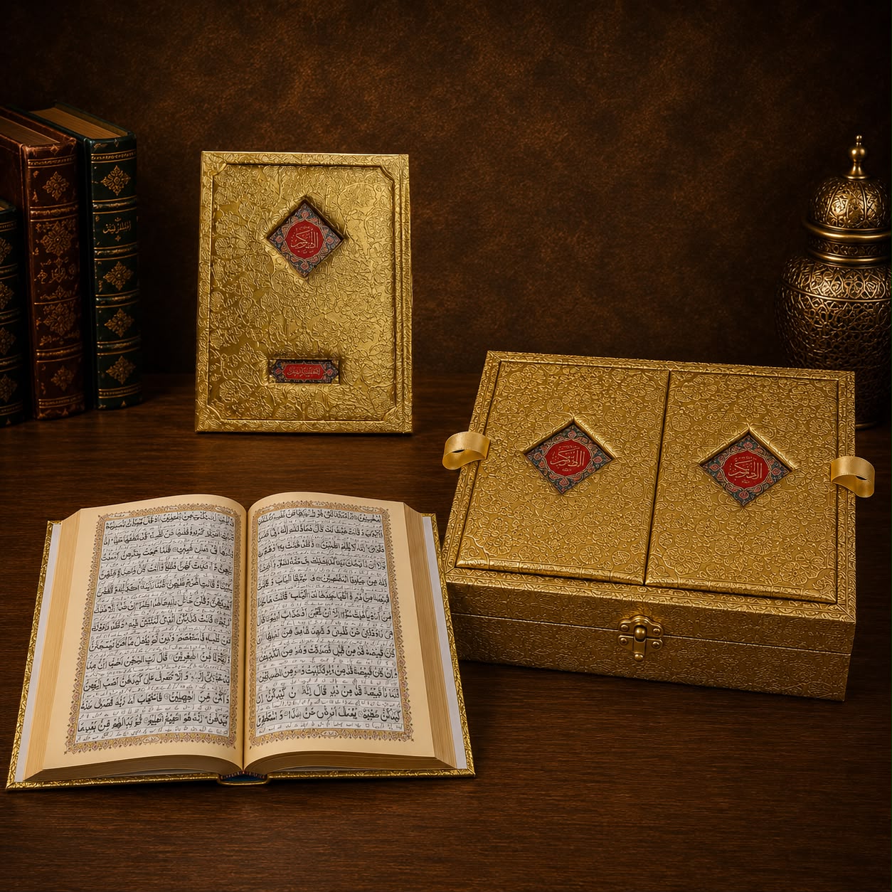 New Art Paper Translation & Fragrance Bridal Quran Gift Set With Combine Box&Rahal #113KSRM