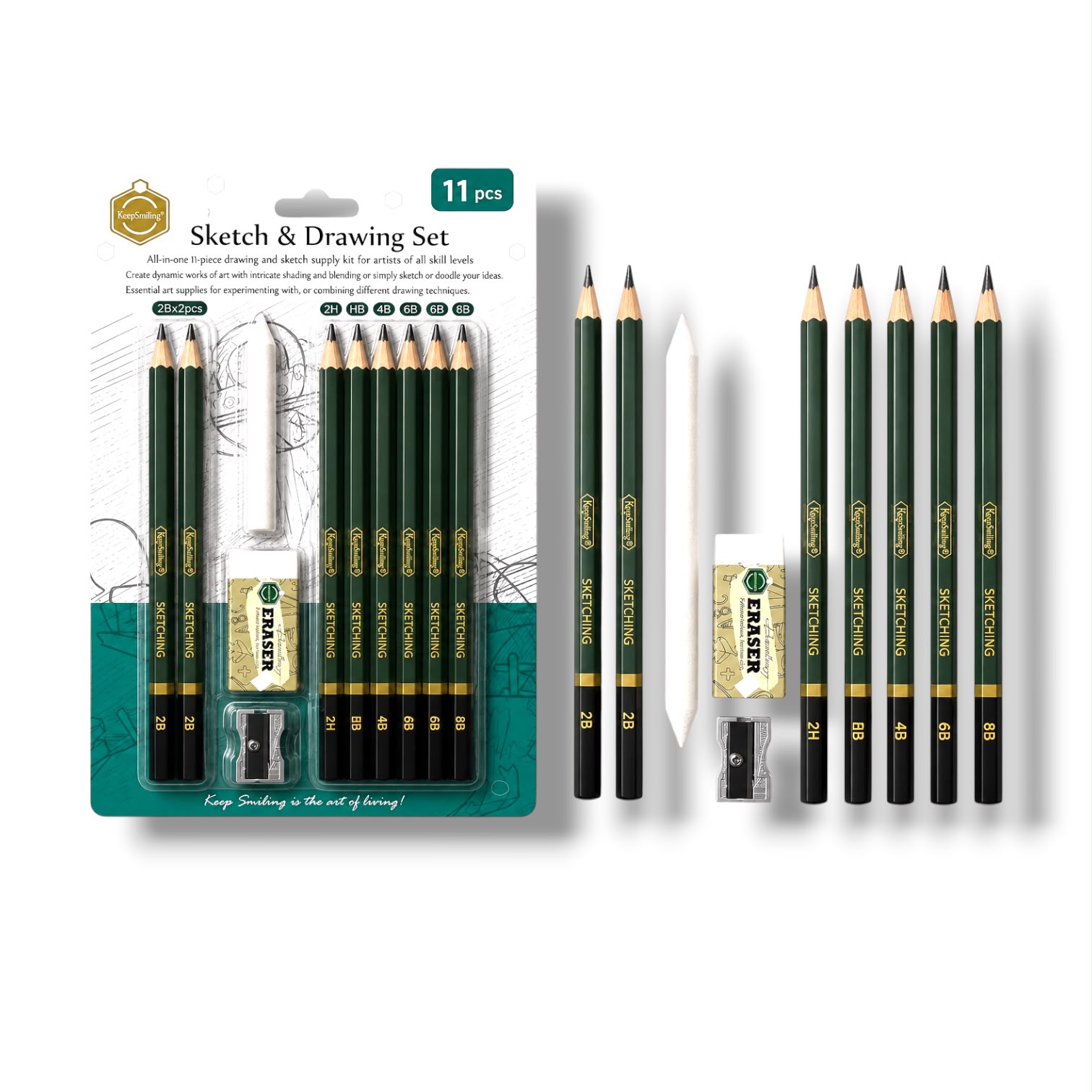 Keep Smiling Sketch & Drawing 11 Pcs Set