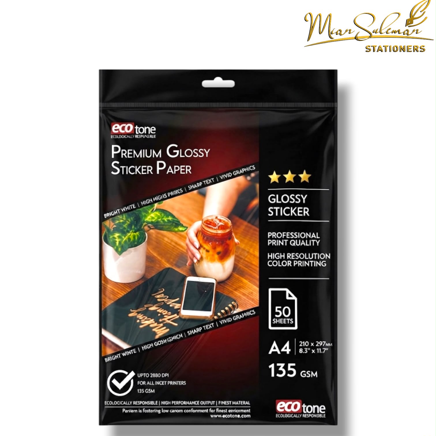 Premium Glossy Sticker Paper A4 50 Sheets