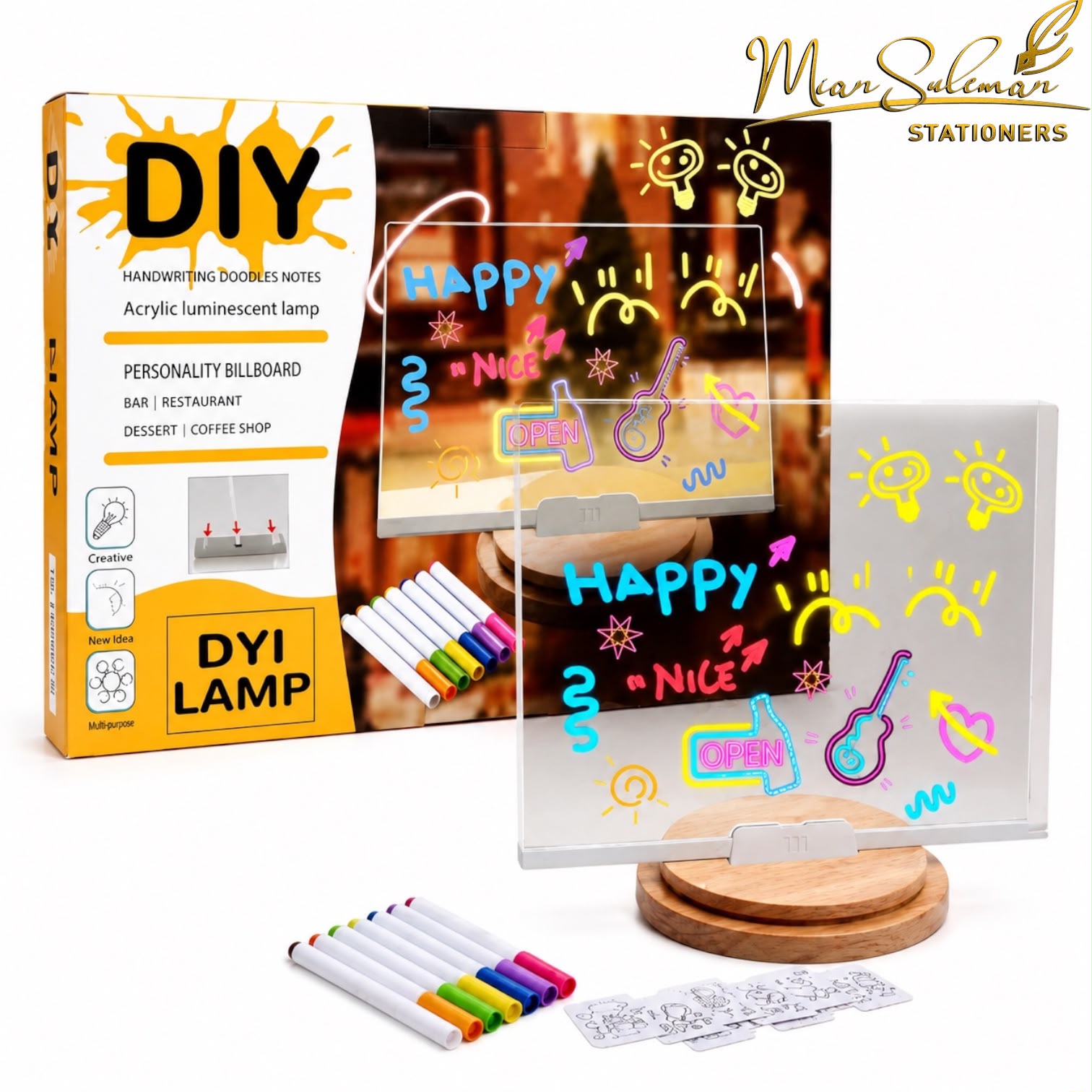 Diy Handwriting Doodles Notes Acrylic Luminescent Lamp