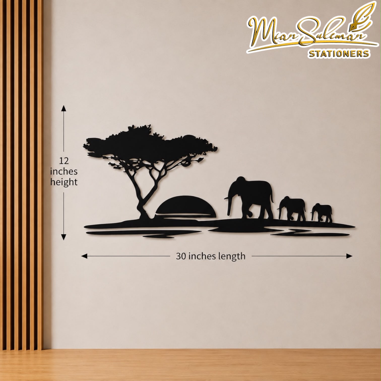 African Safari Elephant Family Decorative Wall Art 3MM