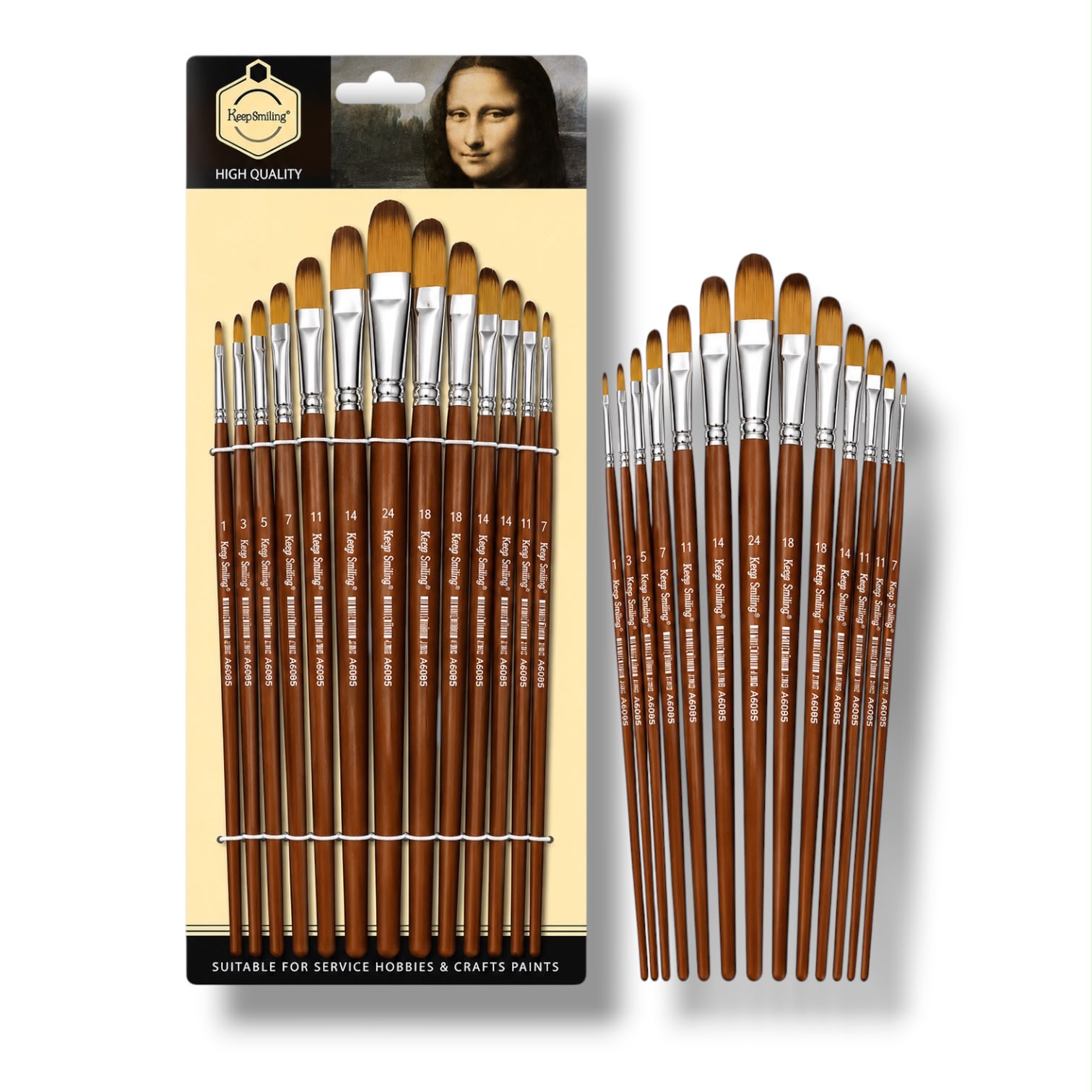 Keep Smiling Artist Curved Shape Brush 13 Pcs Set