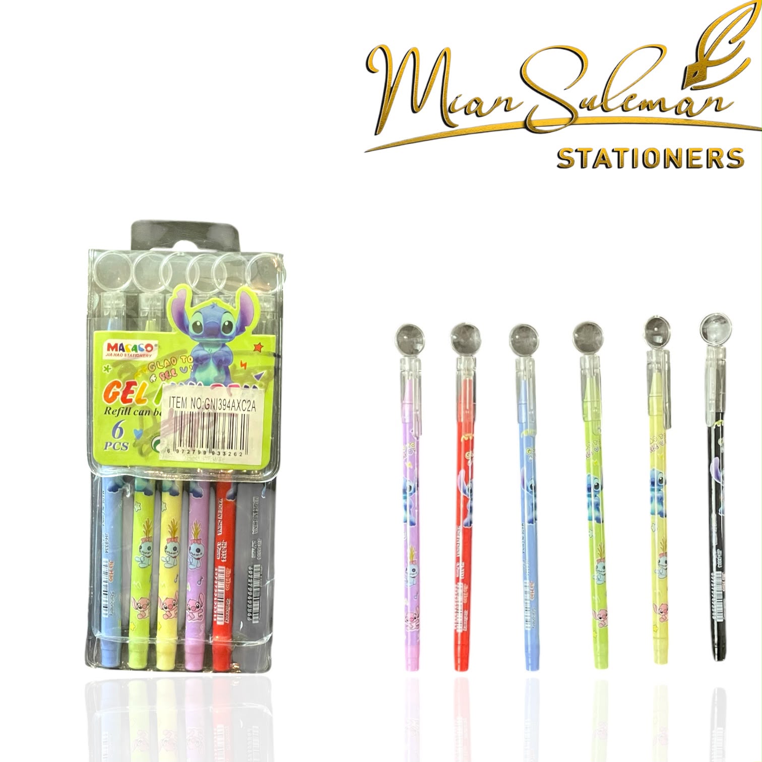 Macaso Disney Stitch 6 Pcs Theme Gel Pen Set
