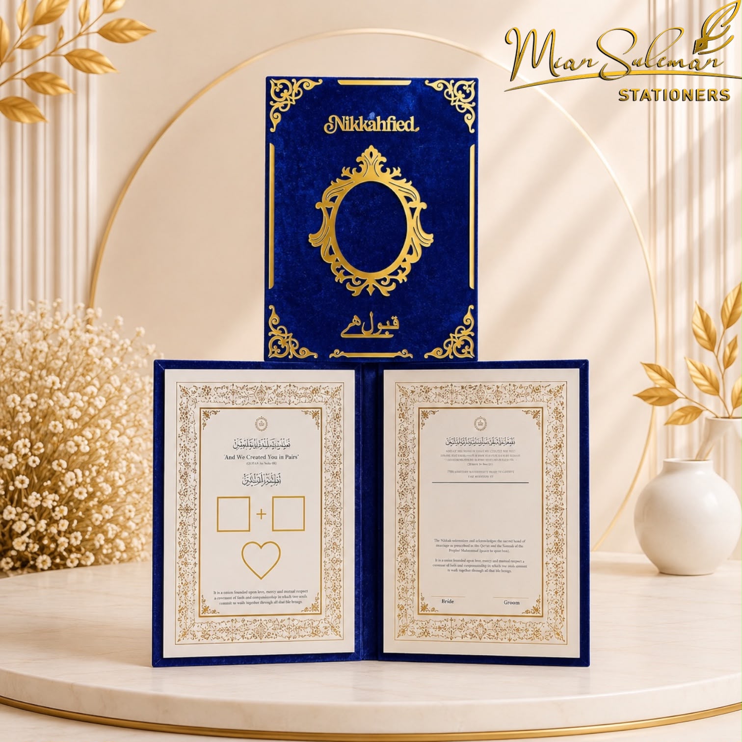 Customized Acrylic Nikkah Booklet Oval Design (Blue)