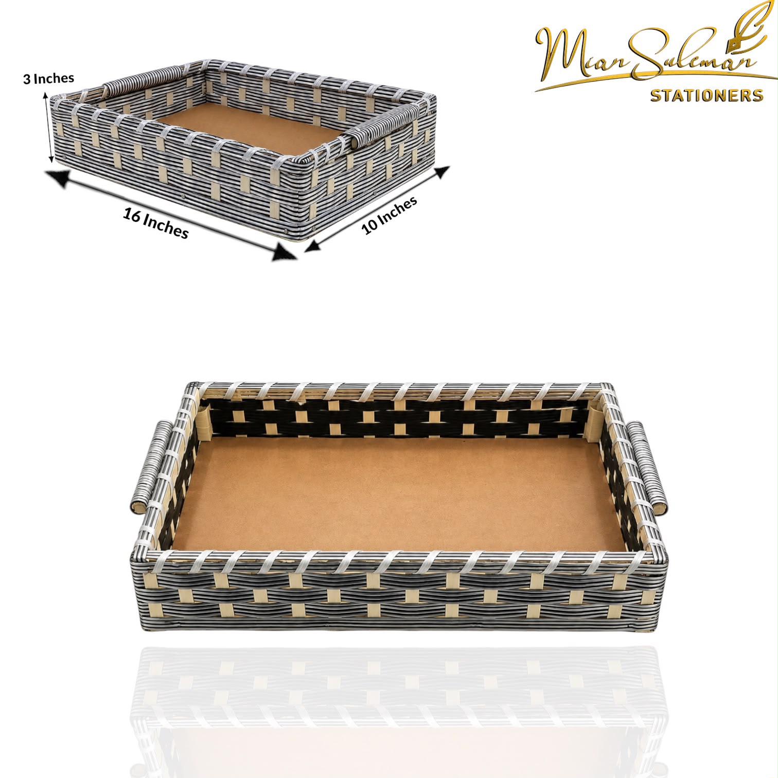 Rectangular Woven Cane Tray Basket