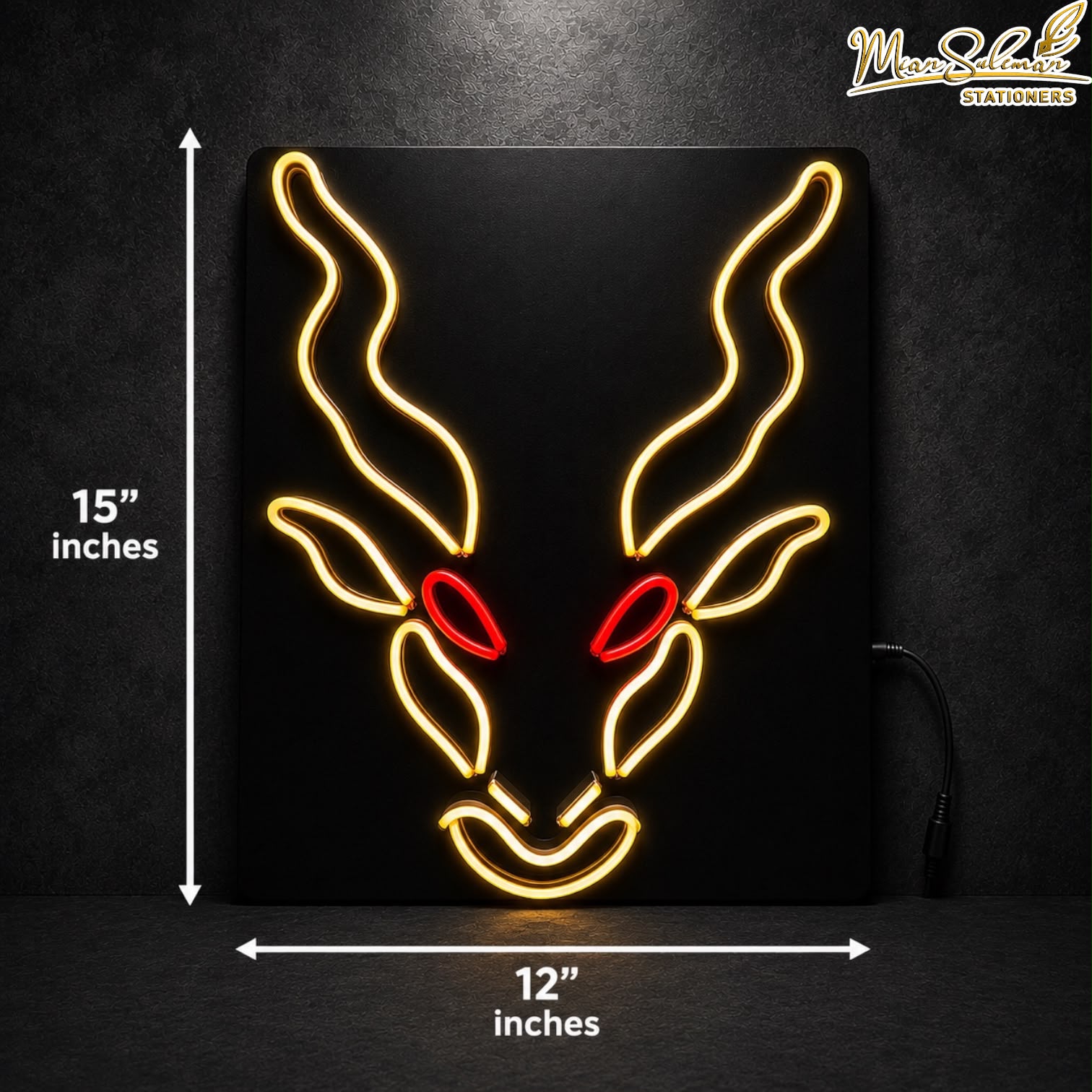 LED Neon Board Markhor Head Sign 15x12 Inches