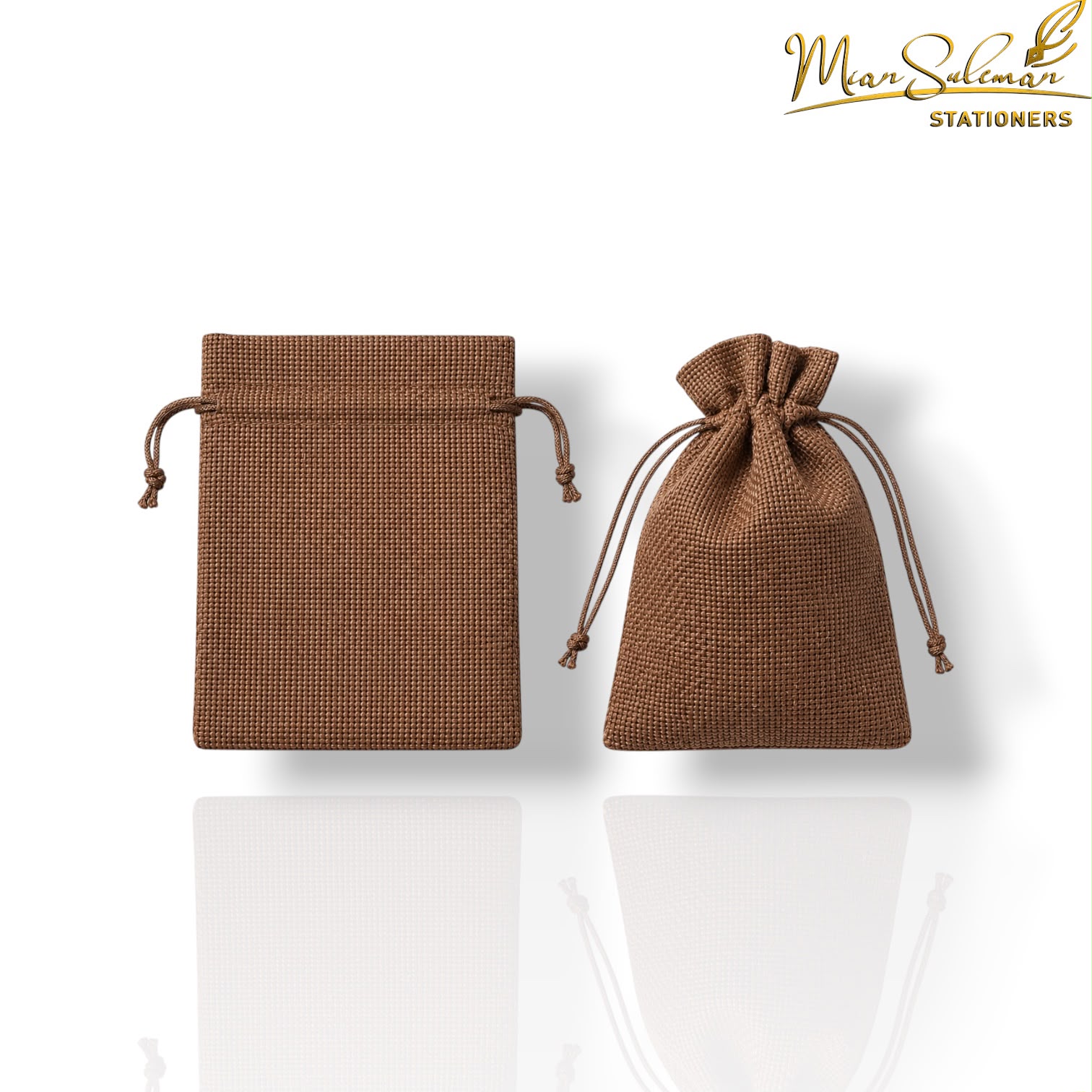 Drawstring Linen Bid Wedding Gift Pouch 9x7 Inches
