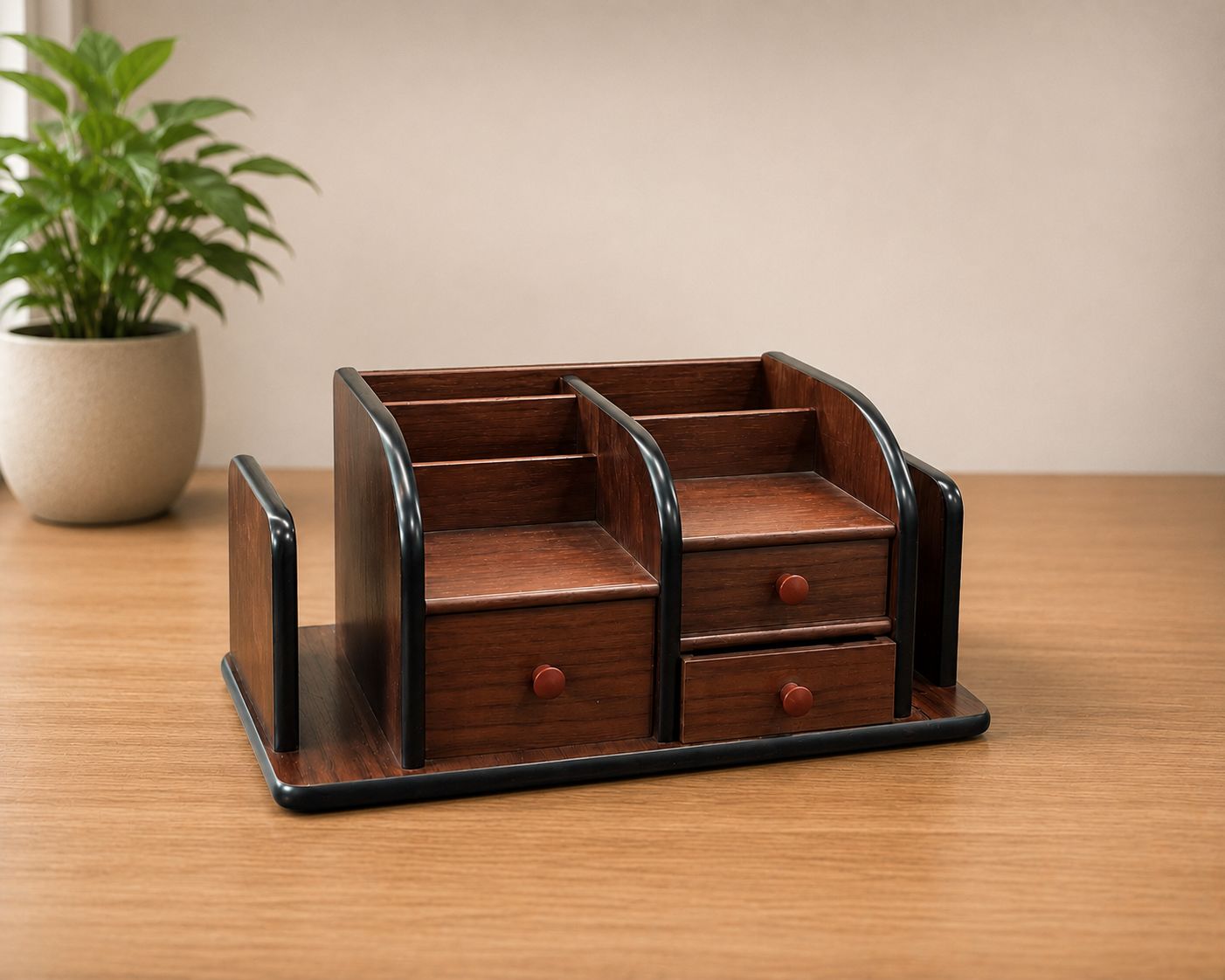 Premium Wooden Desktop Organizer