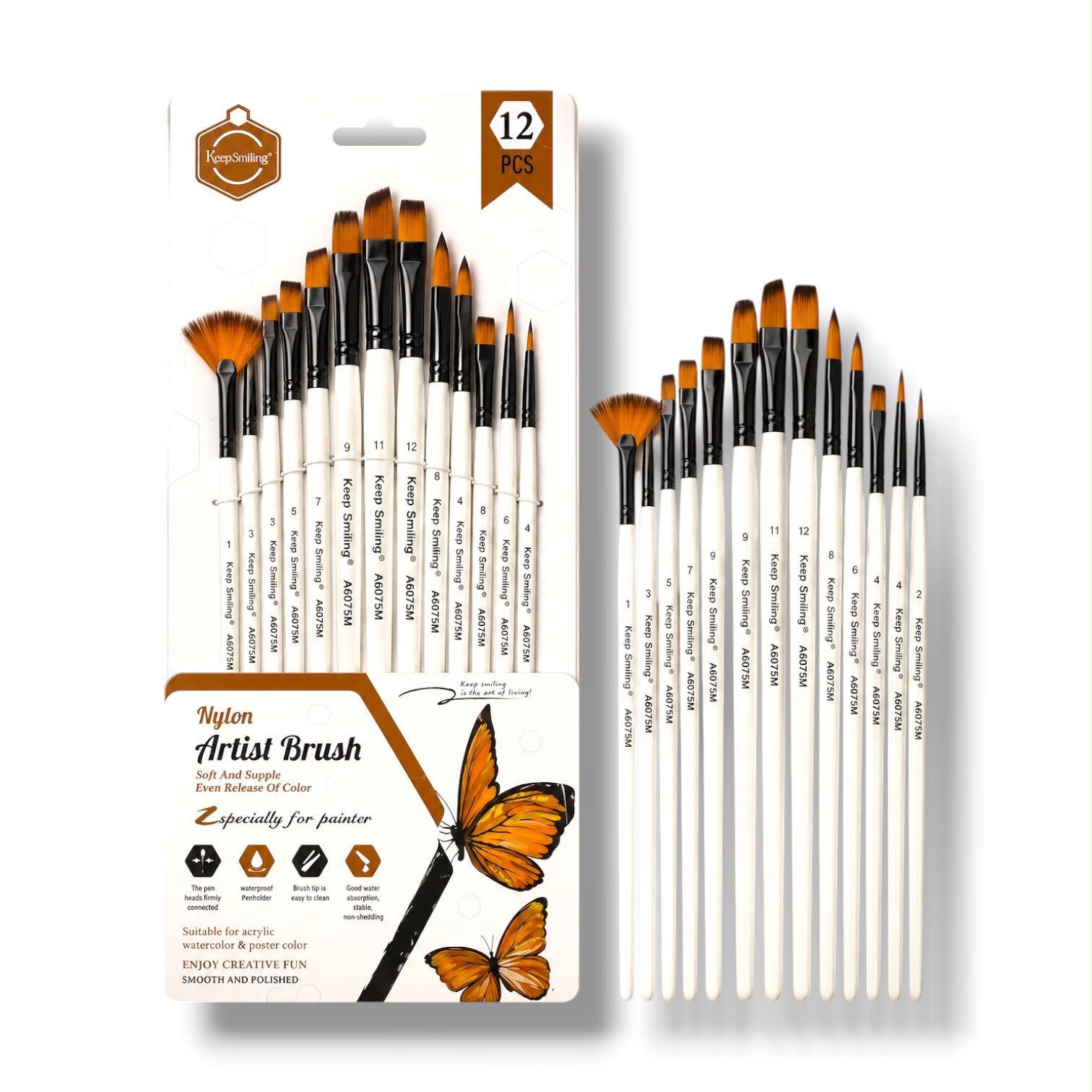 Keep Smiling Artist Mixed Shape Brush 13 Pcs Set