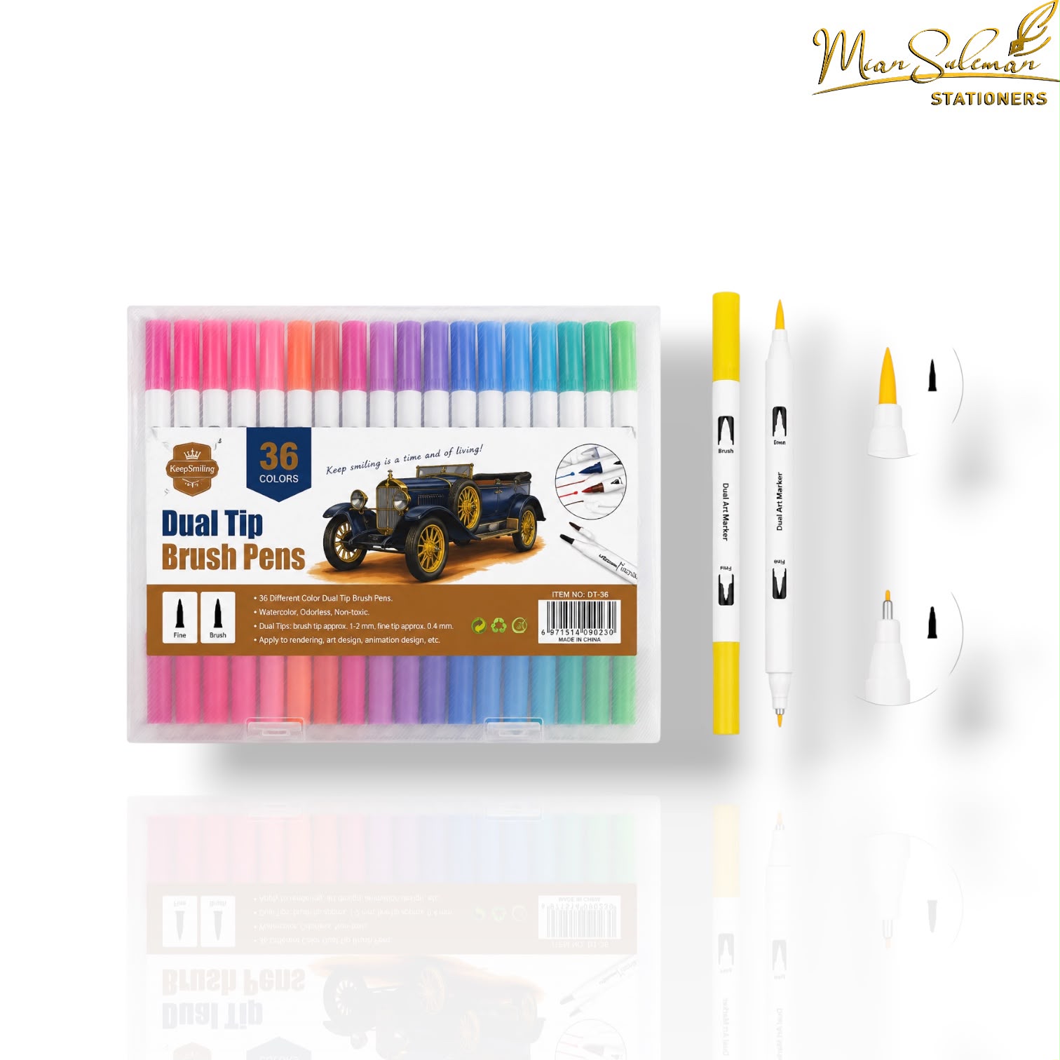 Keep Smiling Dual Tip Brush Pen Pack Of 36 Pcs