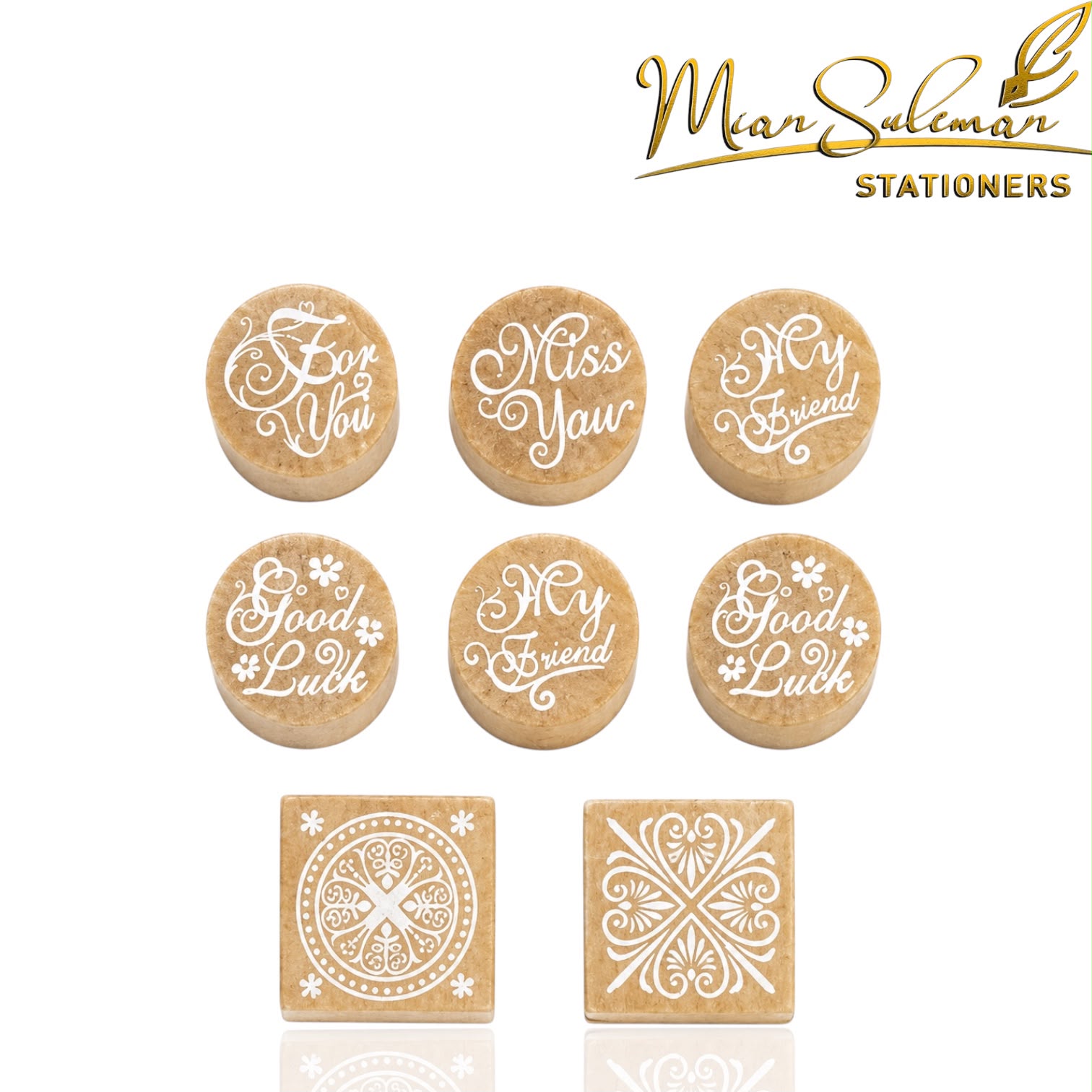 Vintage Round Wooden Decorative Stamps