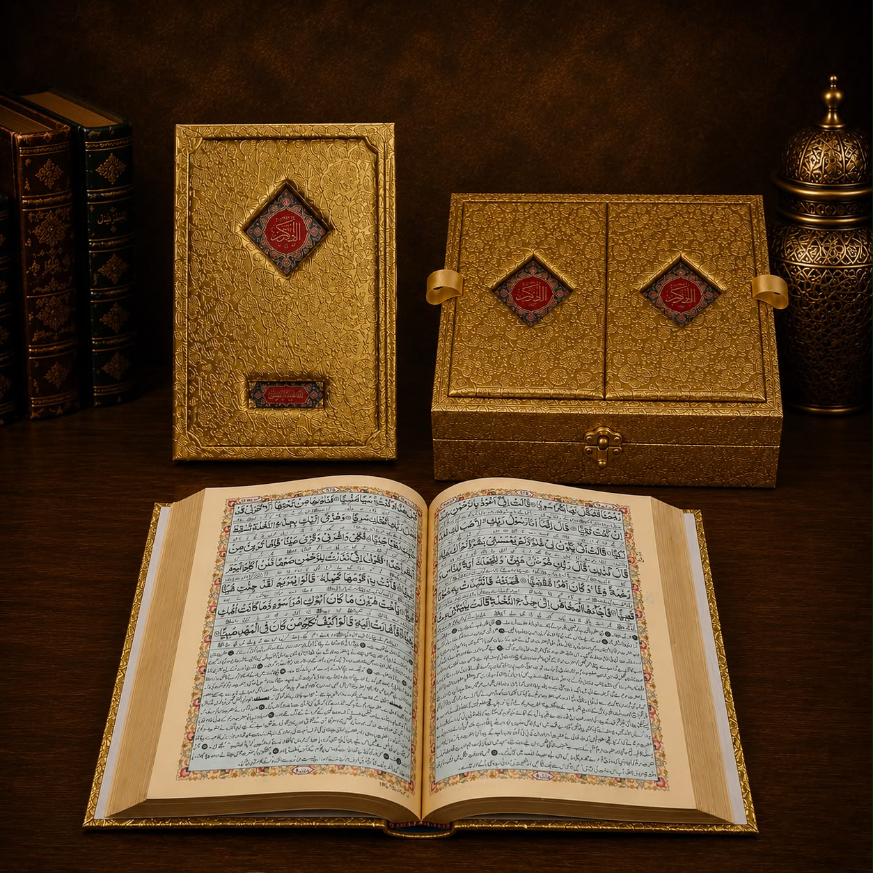New Art Paper Translation & Tafsir Bridal Quran Gift Set With Combine Box&Rahal #164KSR