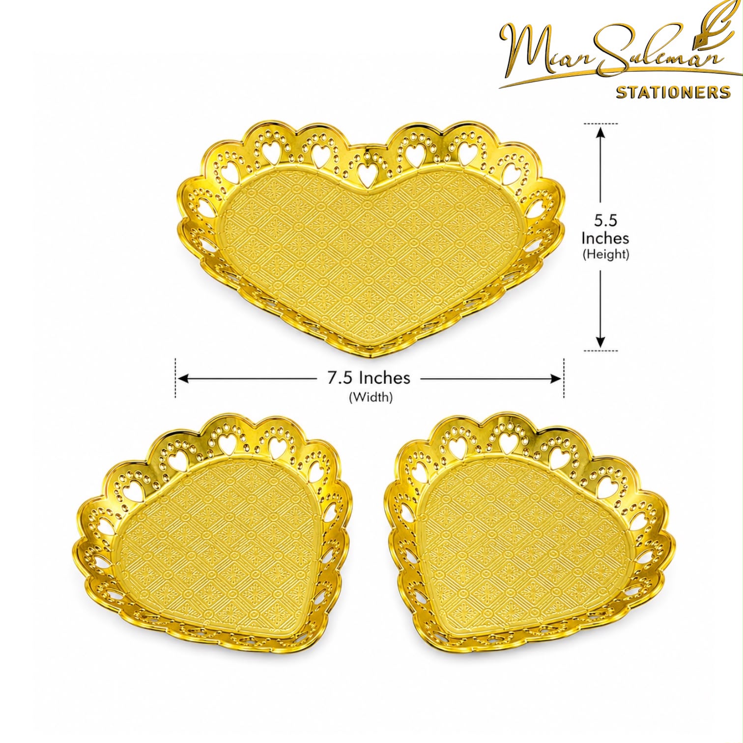 Heart Shaped Decorative Trays 3Pcs Set