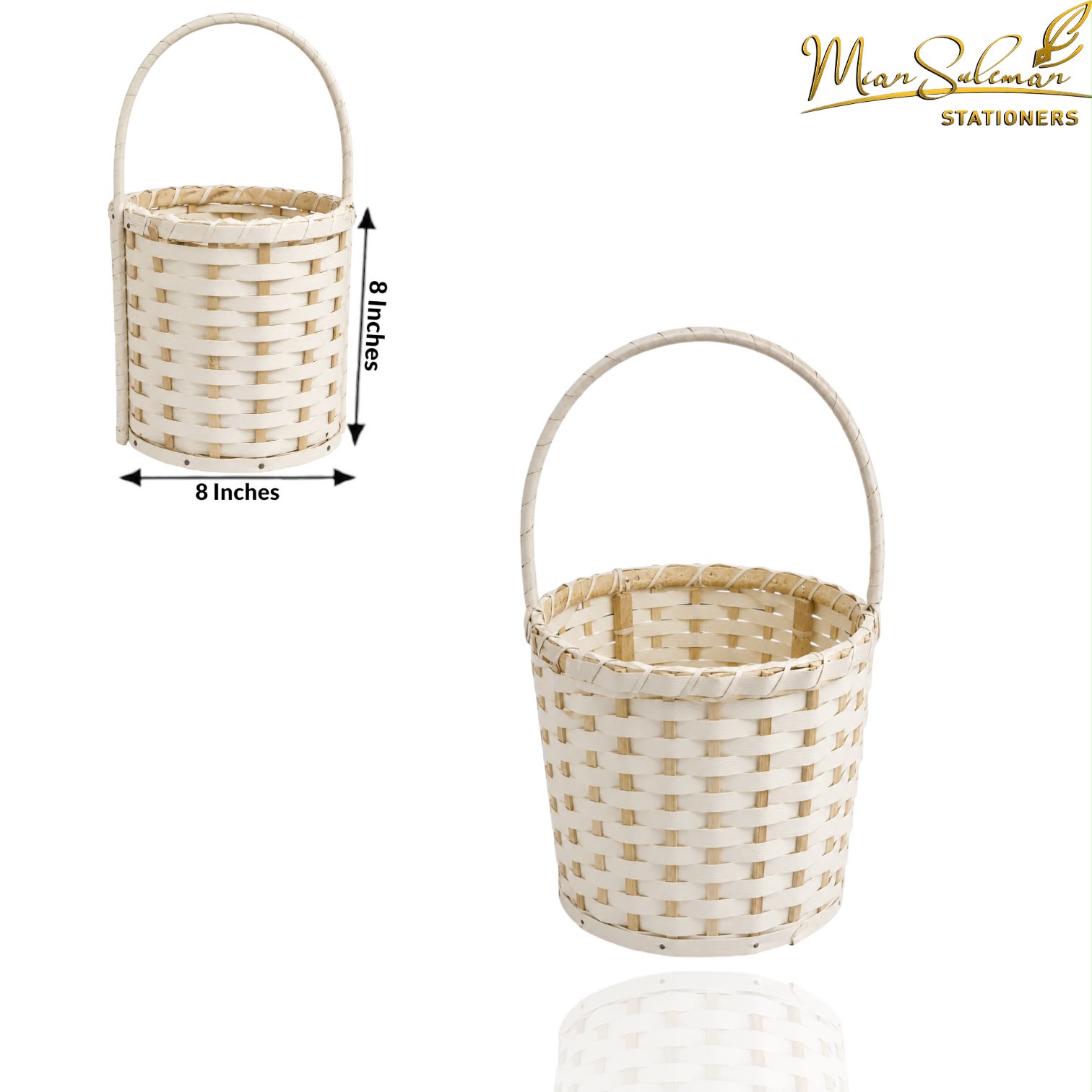 Woven Plastic Round Gift Basket With Handle