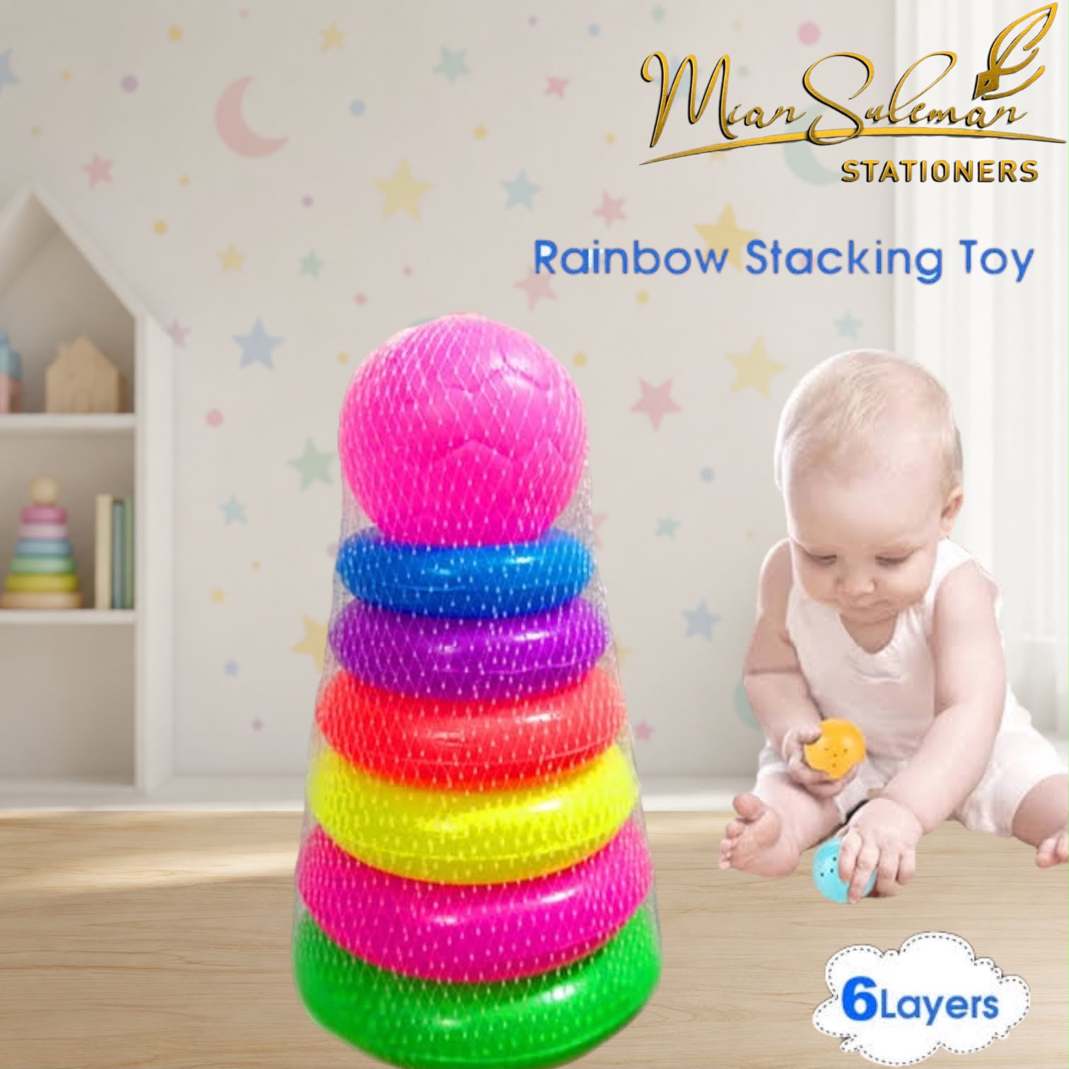 RainBow Stacking Toy 6 Layers 8Inches