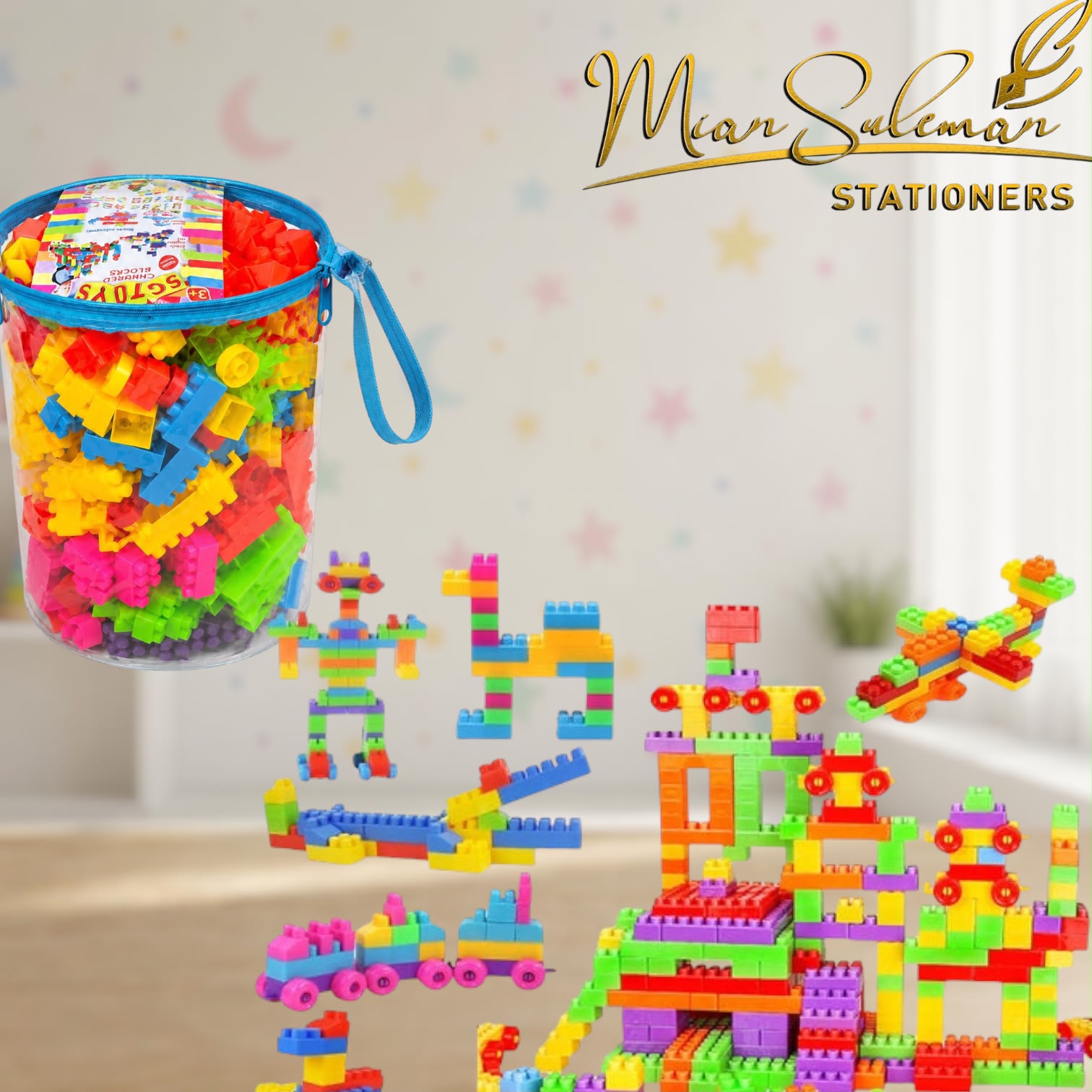 MultiColor Interlocking Bullet Star building Blocks Toy Set
