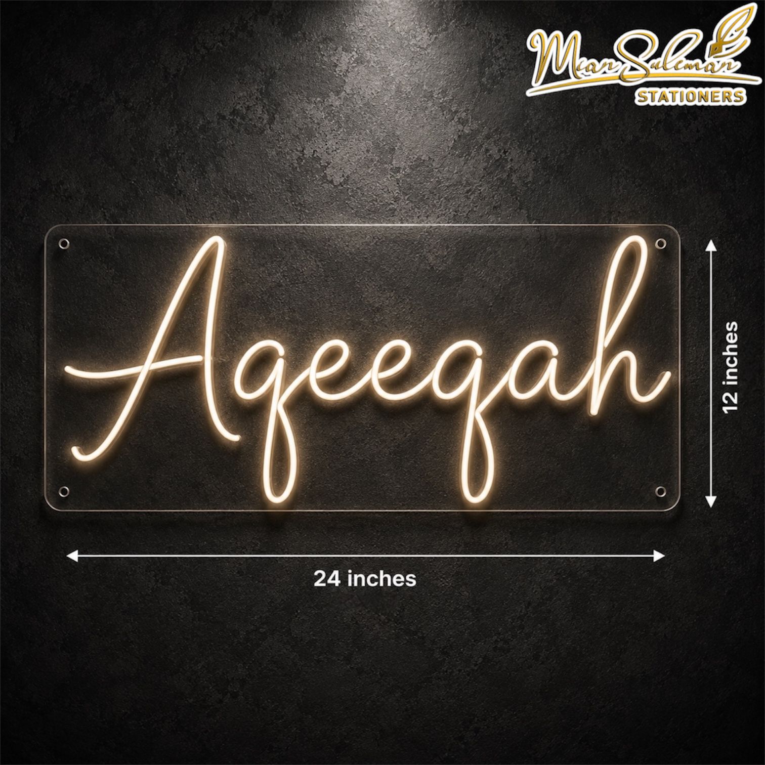 LED Neon Board Aqeeqah Sign 12x24 Inches