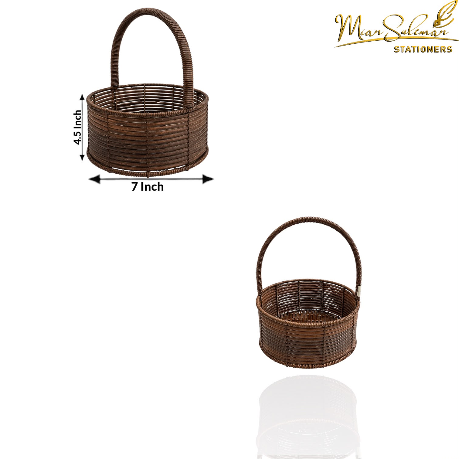 Natural Wicker Round Gift Basket With Large Top Handle