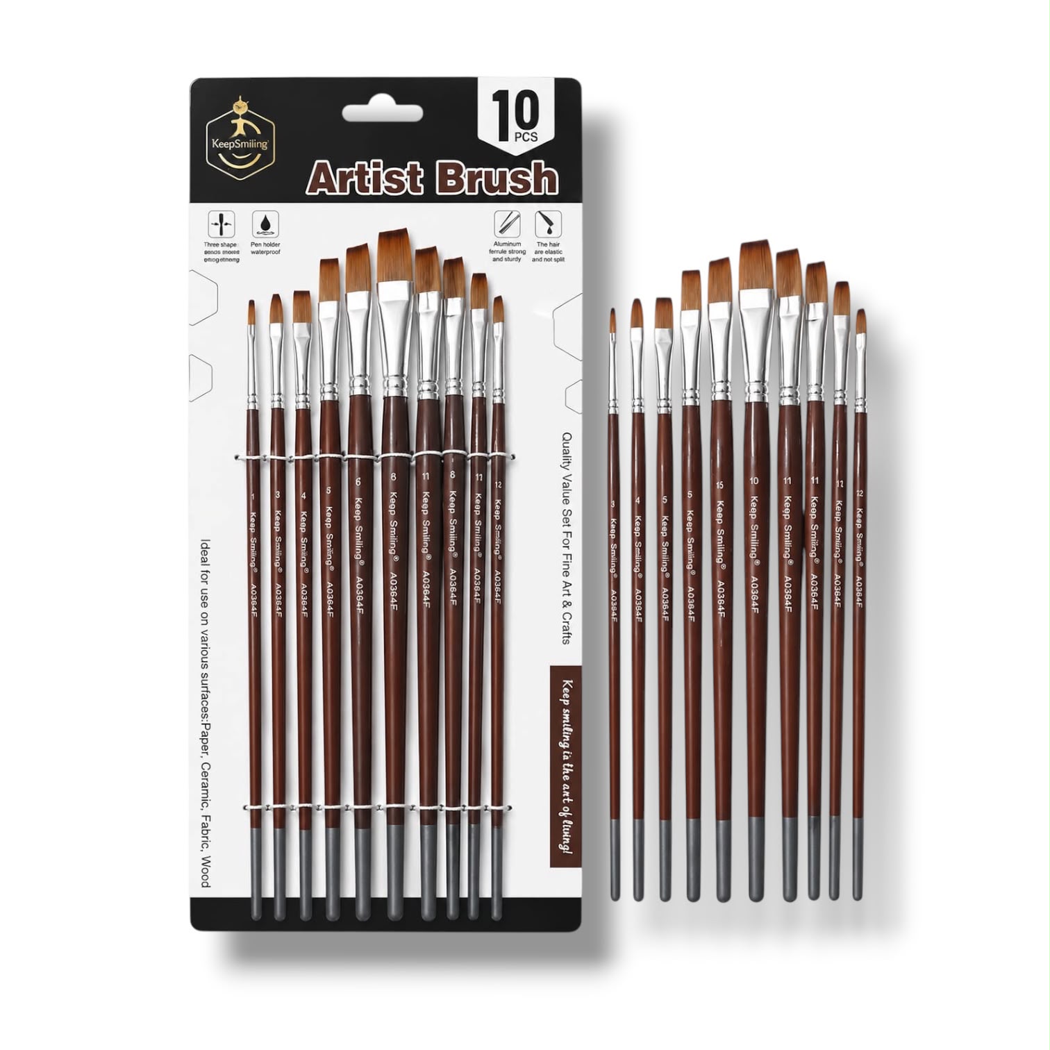 Keep Smiling Artist Angular Shapes Brush 10 Pcs Set