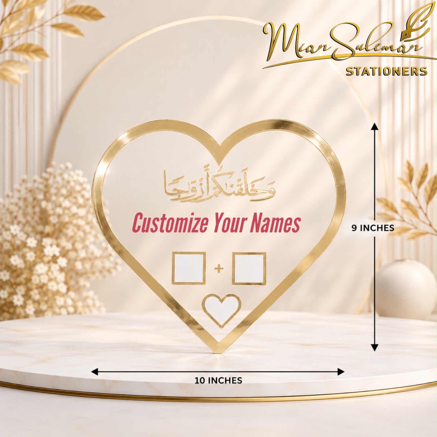 Customized Acrylic Nikkah Board For Fingerprint Plate Heart Shape