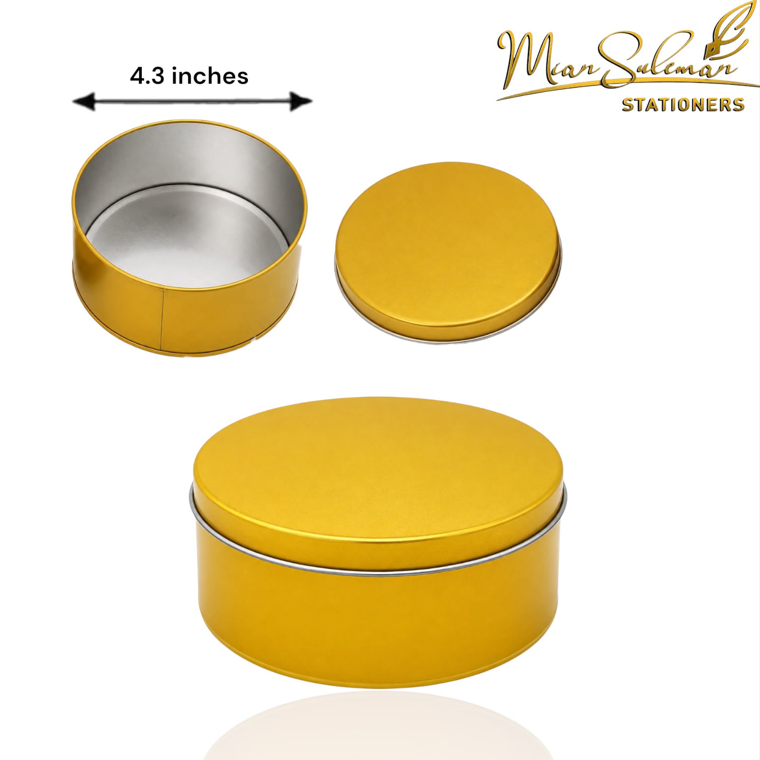 Circle Golden Plain Metal Tin Box