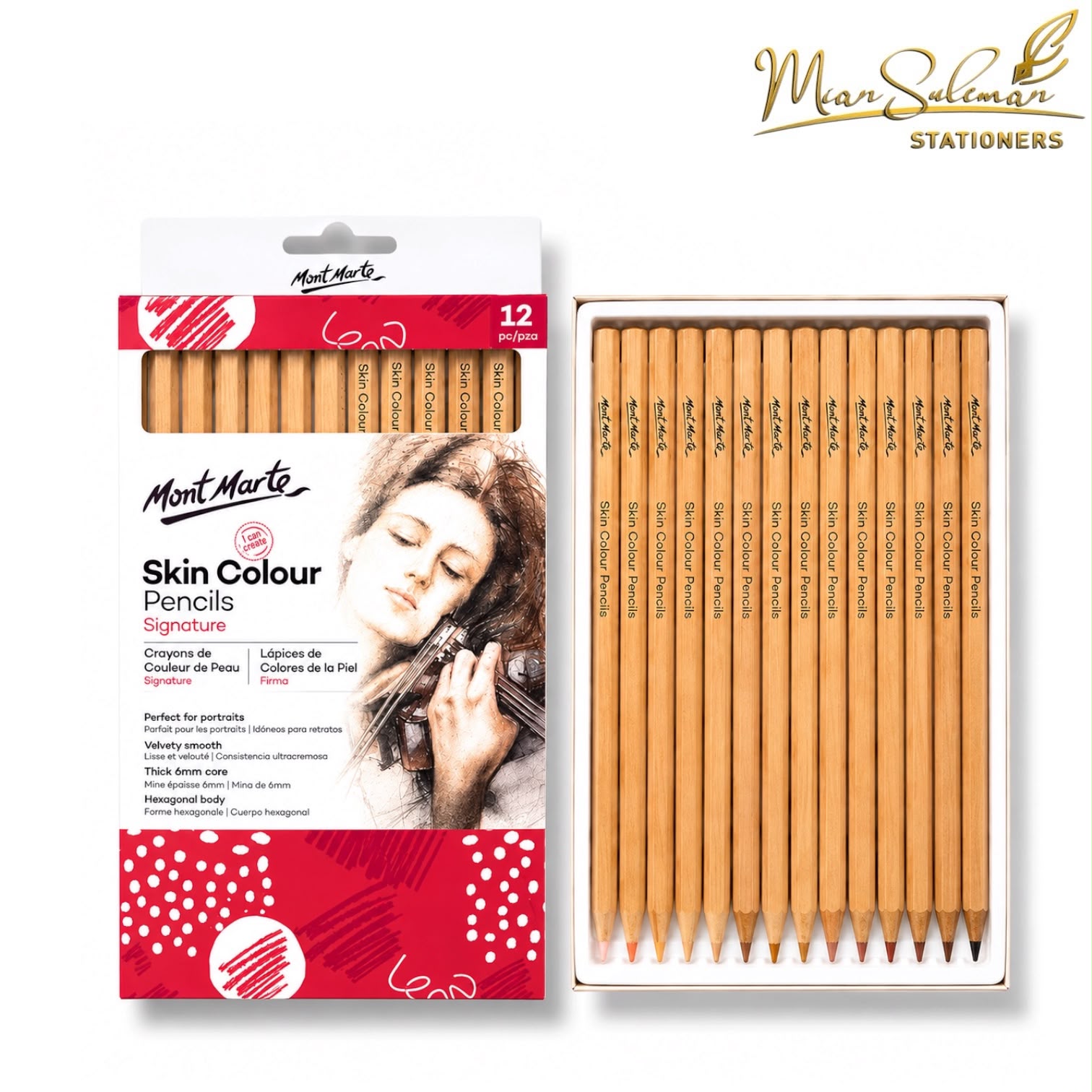 Mont Marte Skin Colour Pencils 12 Pcs Set