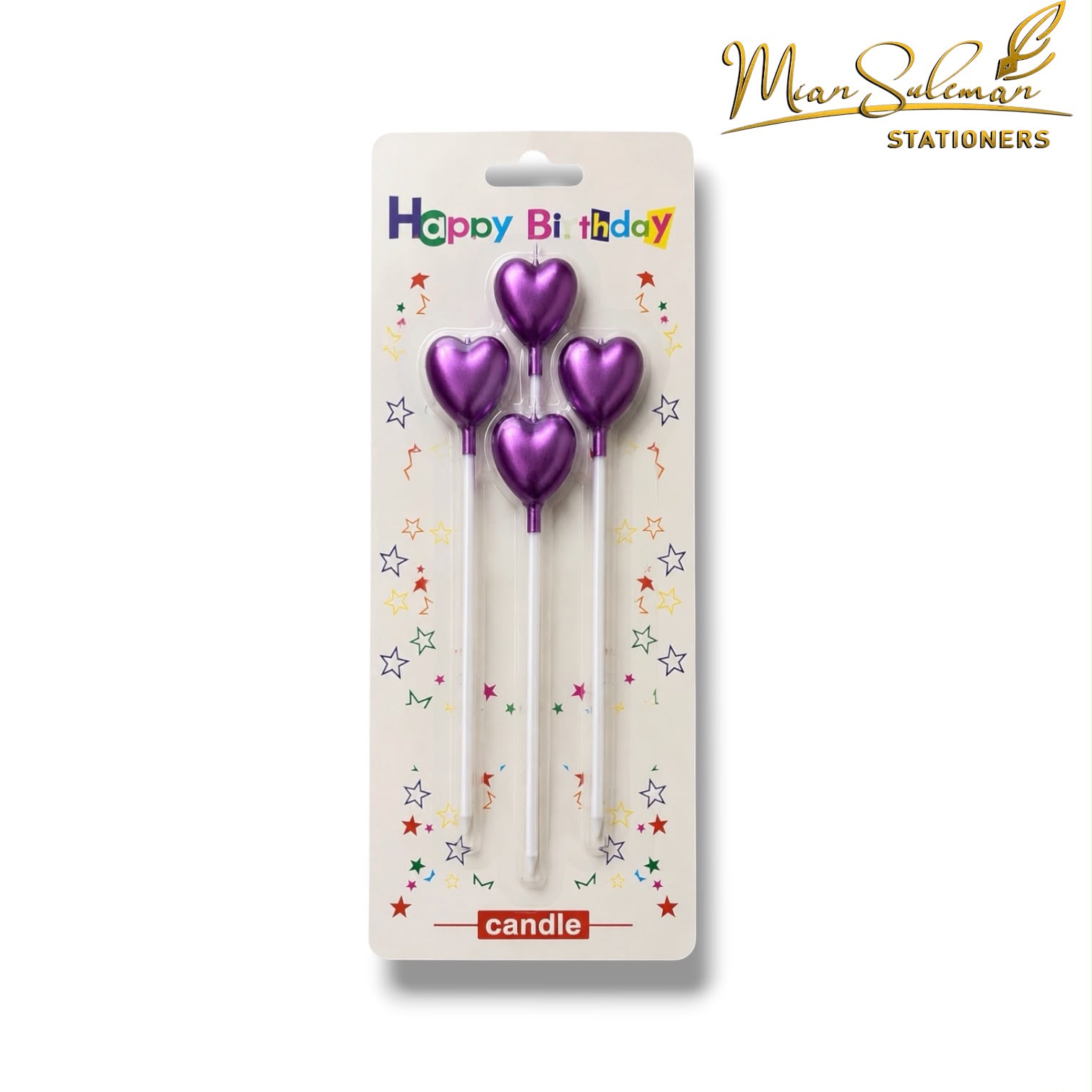 Happy Birthday Candle Heart Shape Pack Of 4Pcs