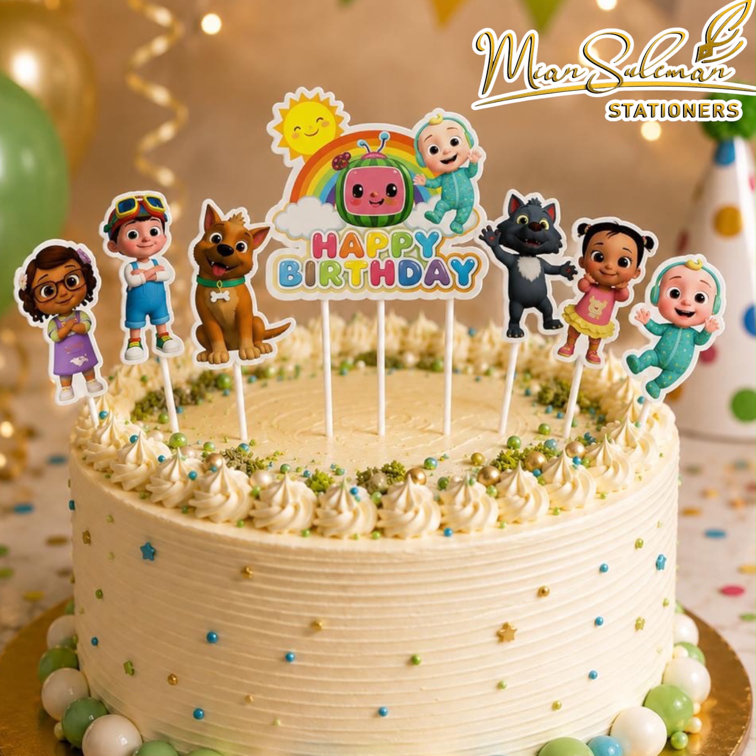 Happy Birthday Cake Toper Cartoon Shapes
