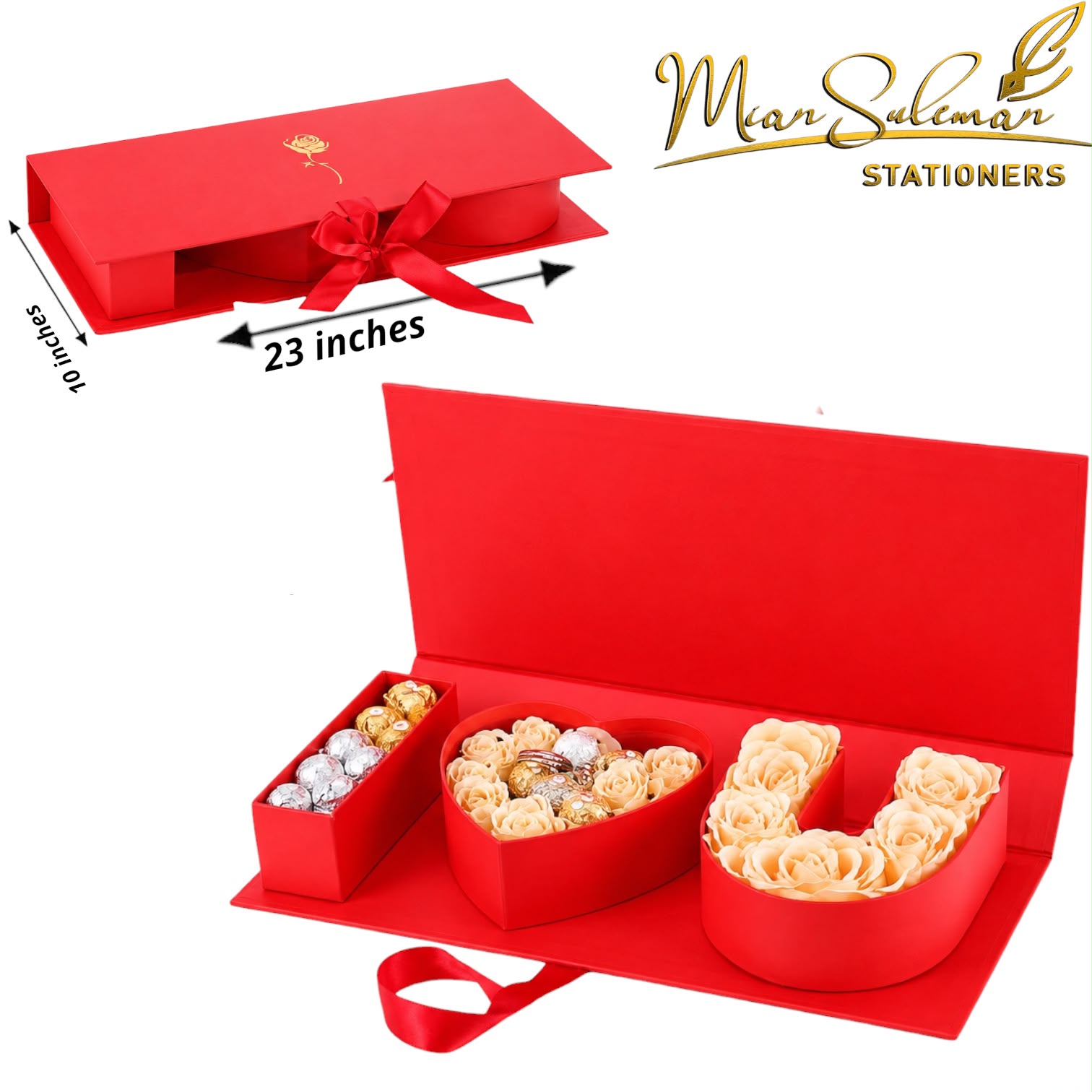 I Love You Letter Shaped With Ribbon Closure Gift Box
